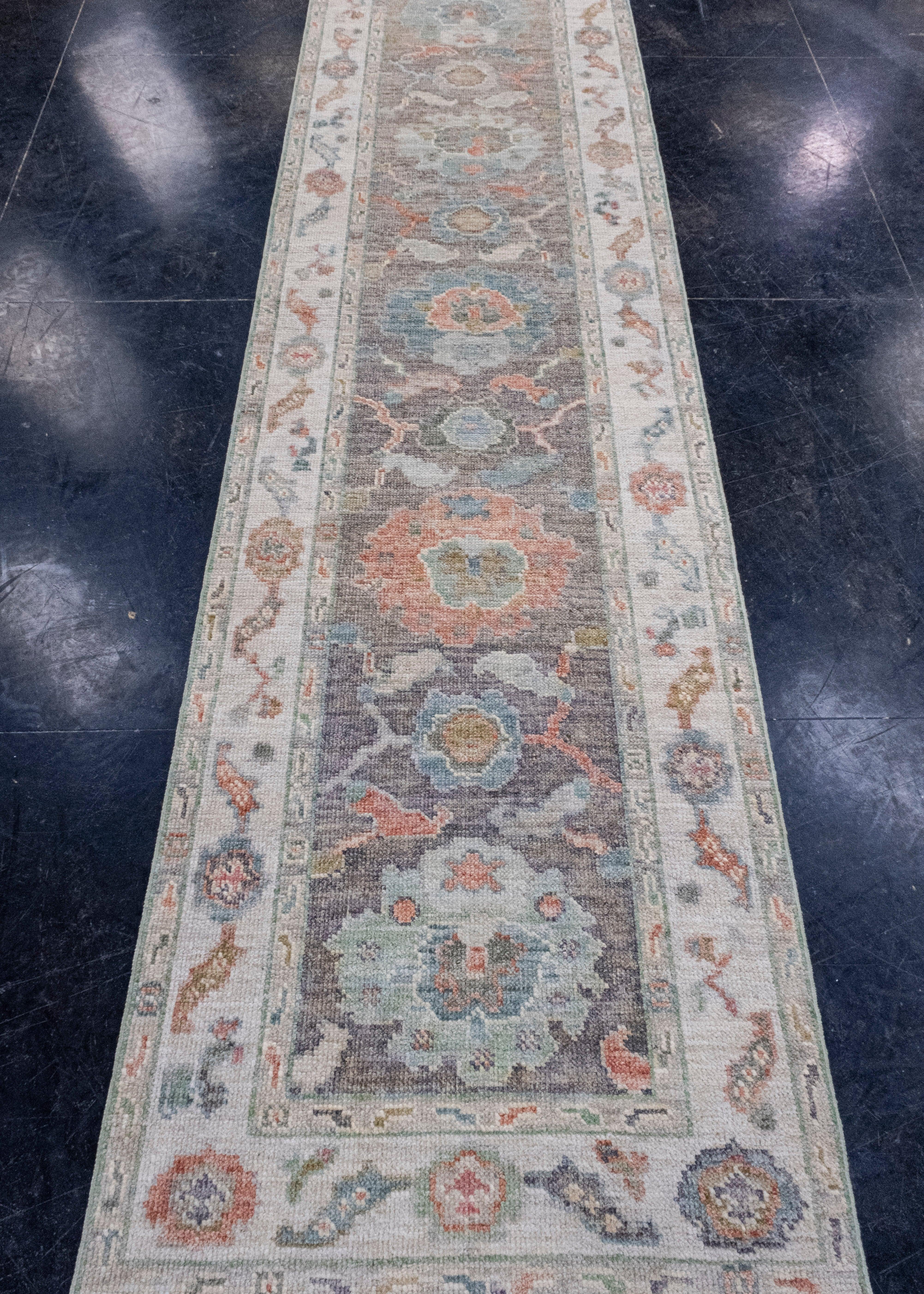 Turkish Oushak Runner Rug 2'9