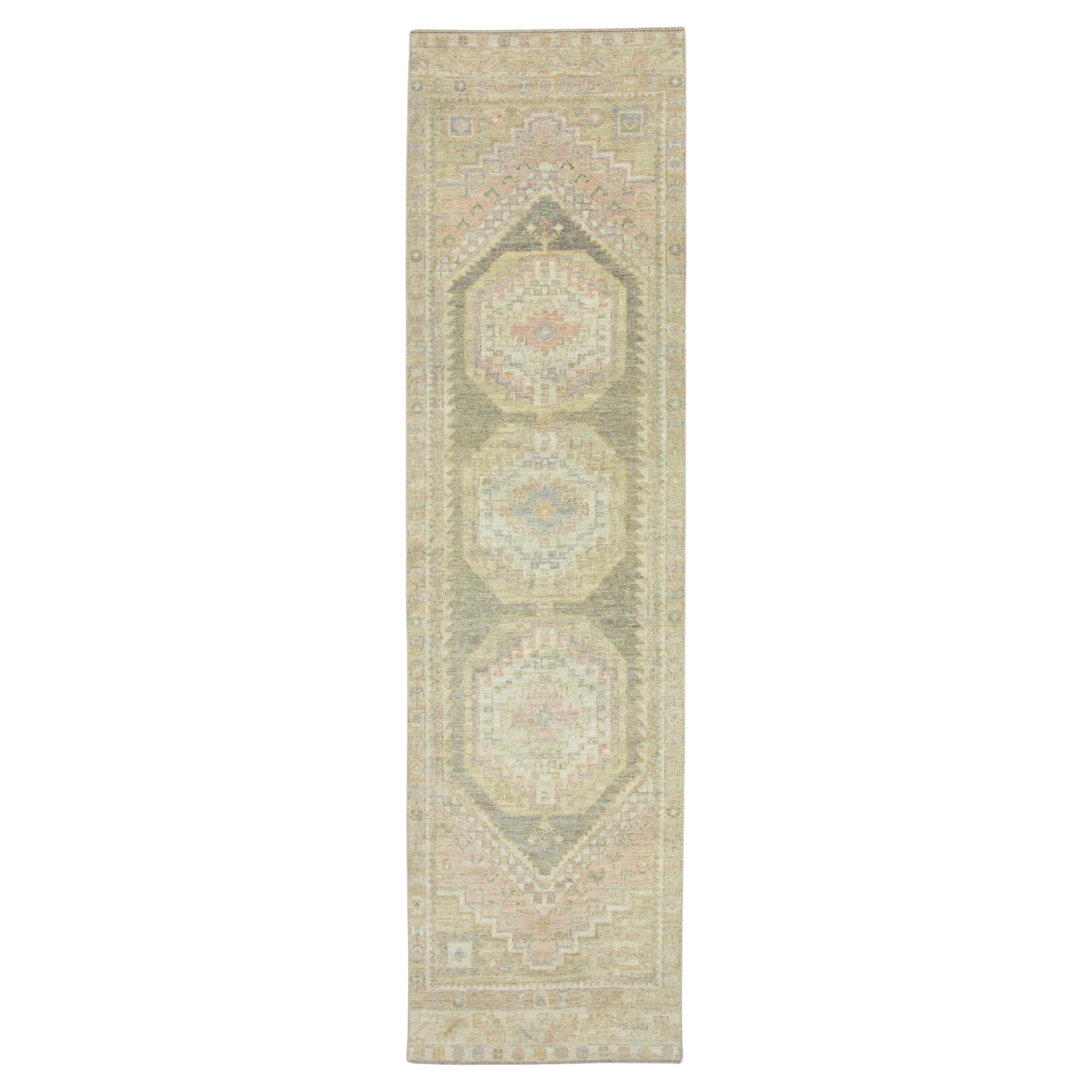 Tappeto turco Oushak da corridoio 84 cm x 312 cm #17496