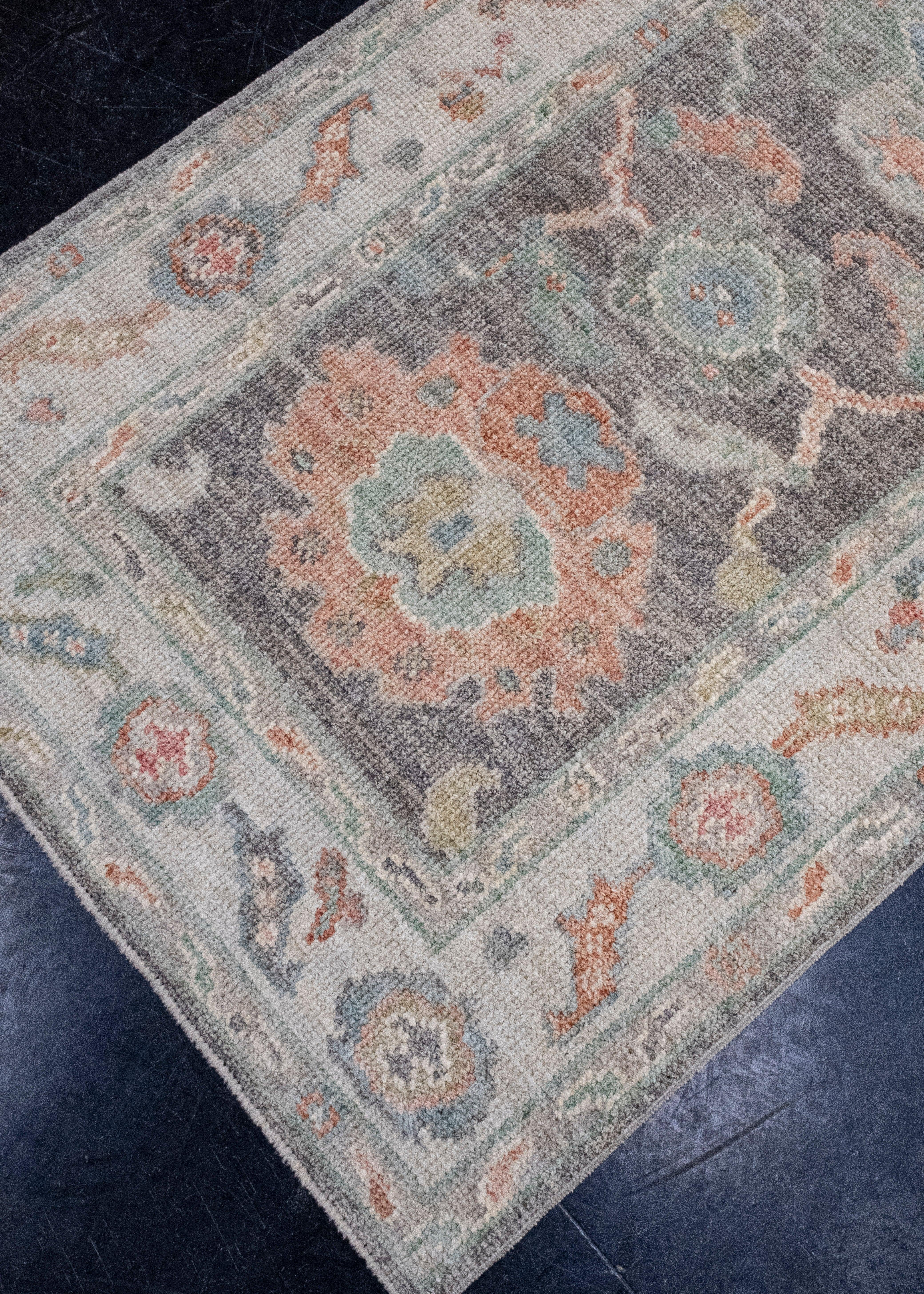 Hand-Knotted Turkish Oushak Runner Rug 2'9