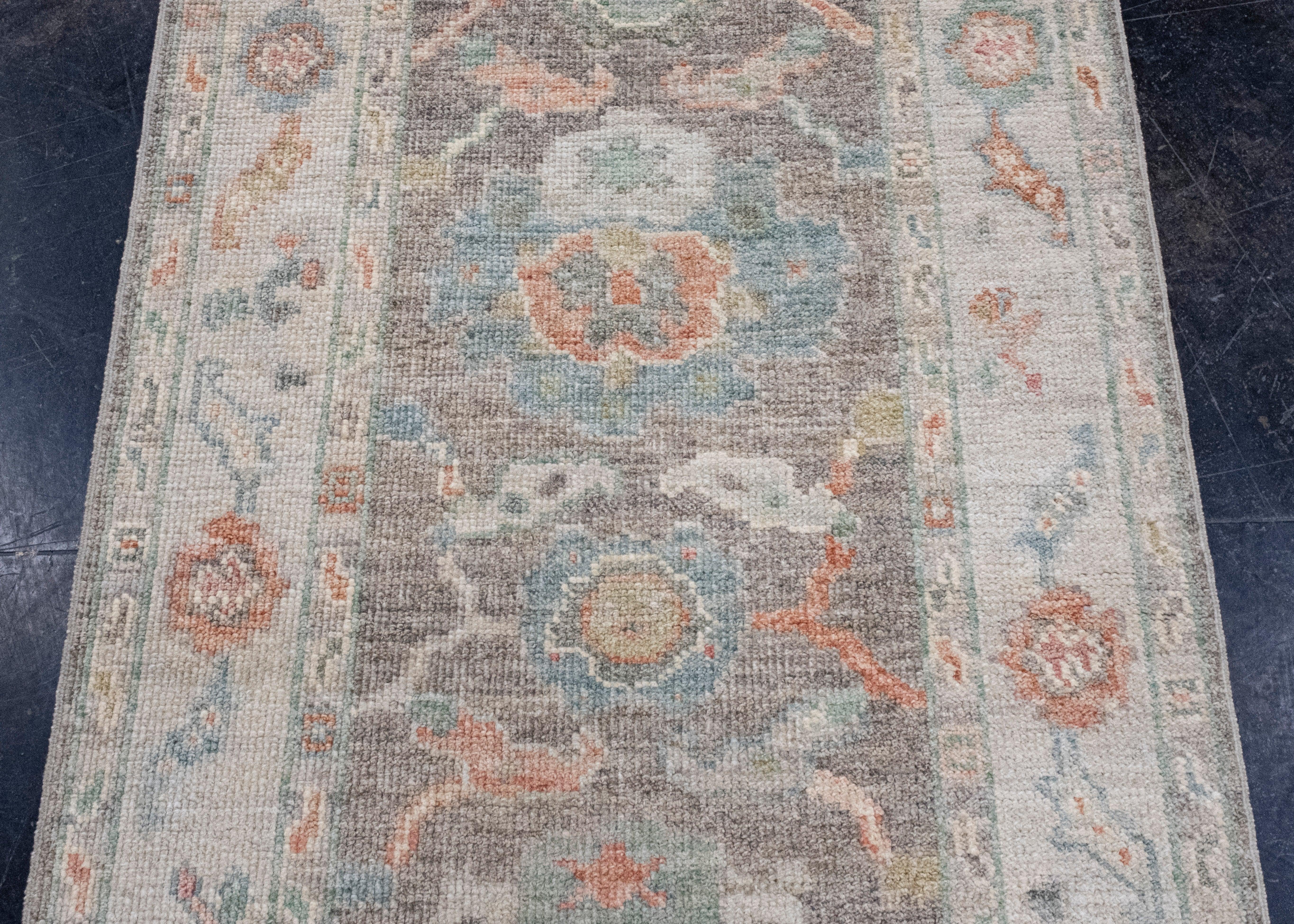 Wool Turkish Oushak Runner Rug 2'9