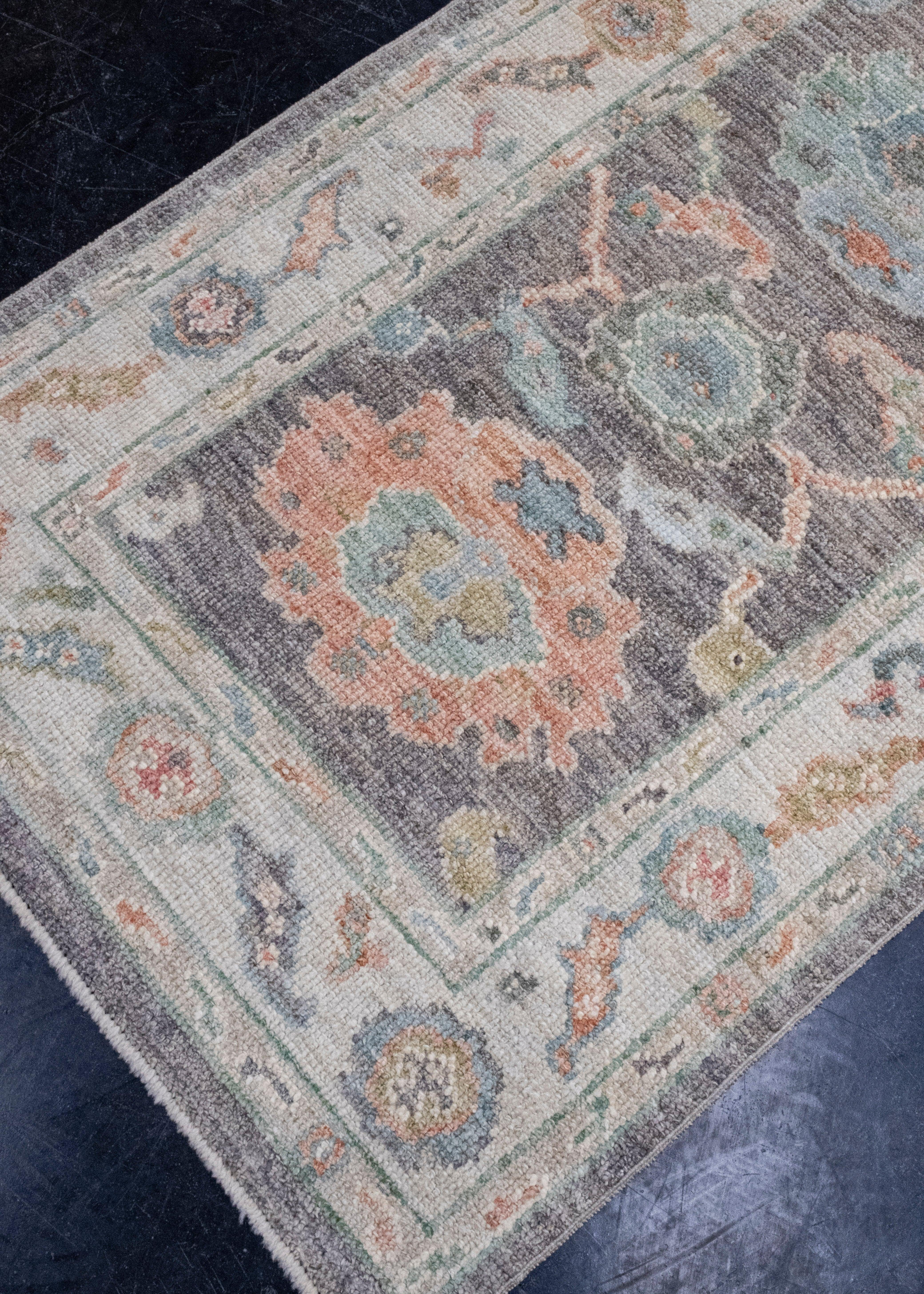 Hand-Knotted Turkish Oushak Runner Rug 2'9