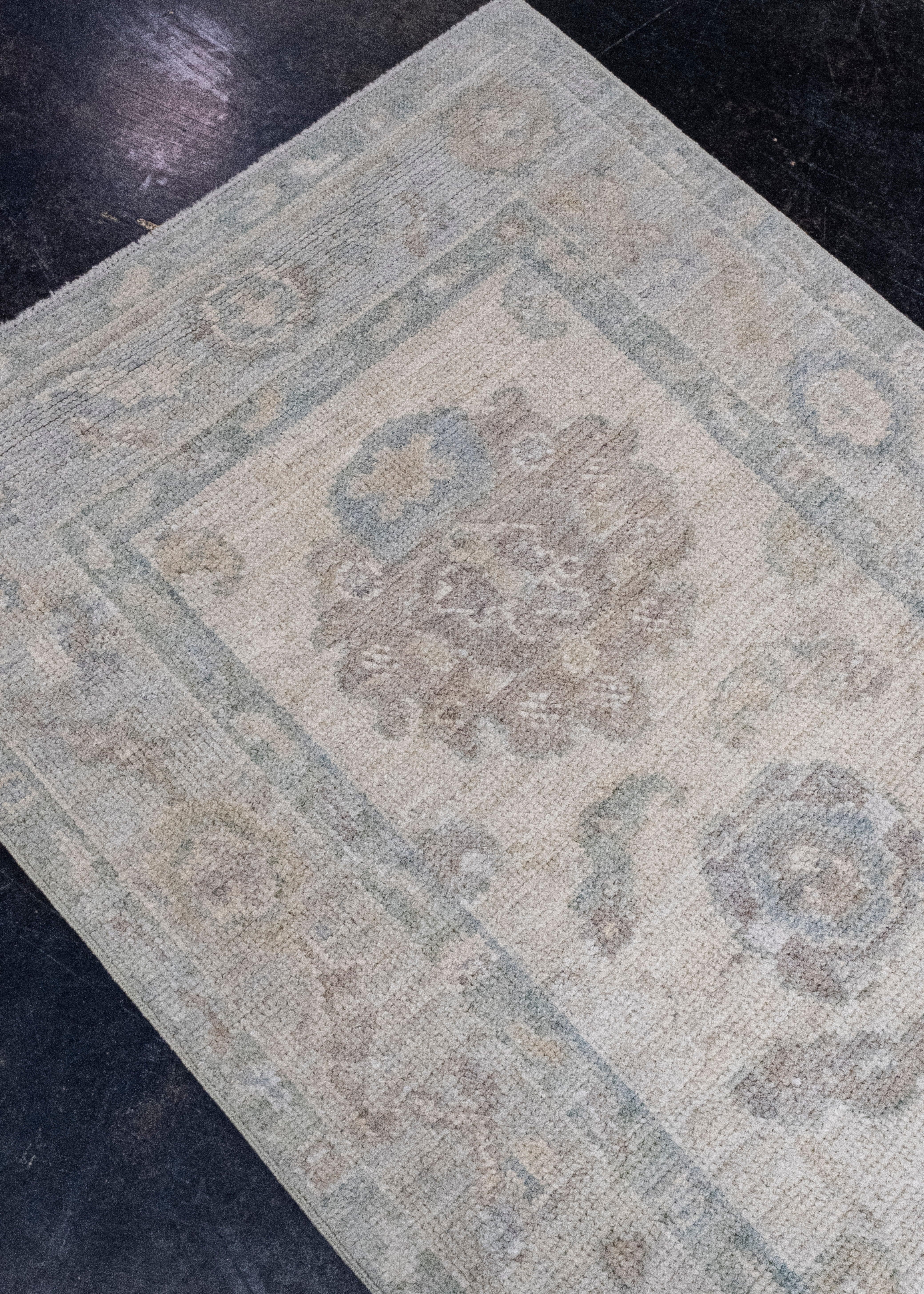 XXI secolo e contemporaneo Tappeto Oushak Runner turco 2'9