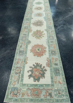 Alfombra turca de pasillo Oushak, 84 cm x 8,1 m, n.º 17530