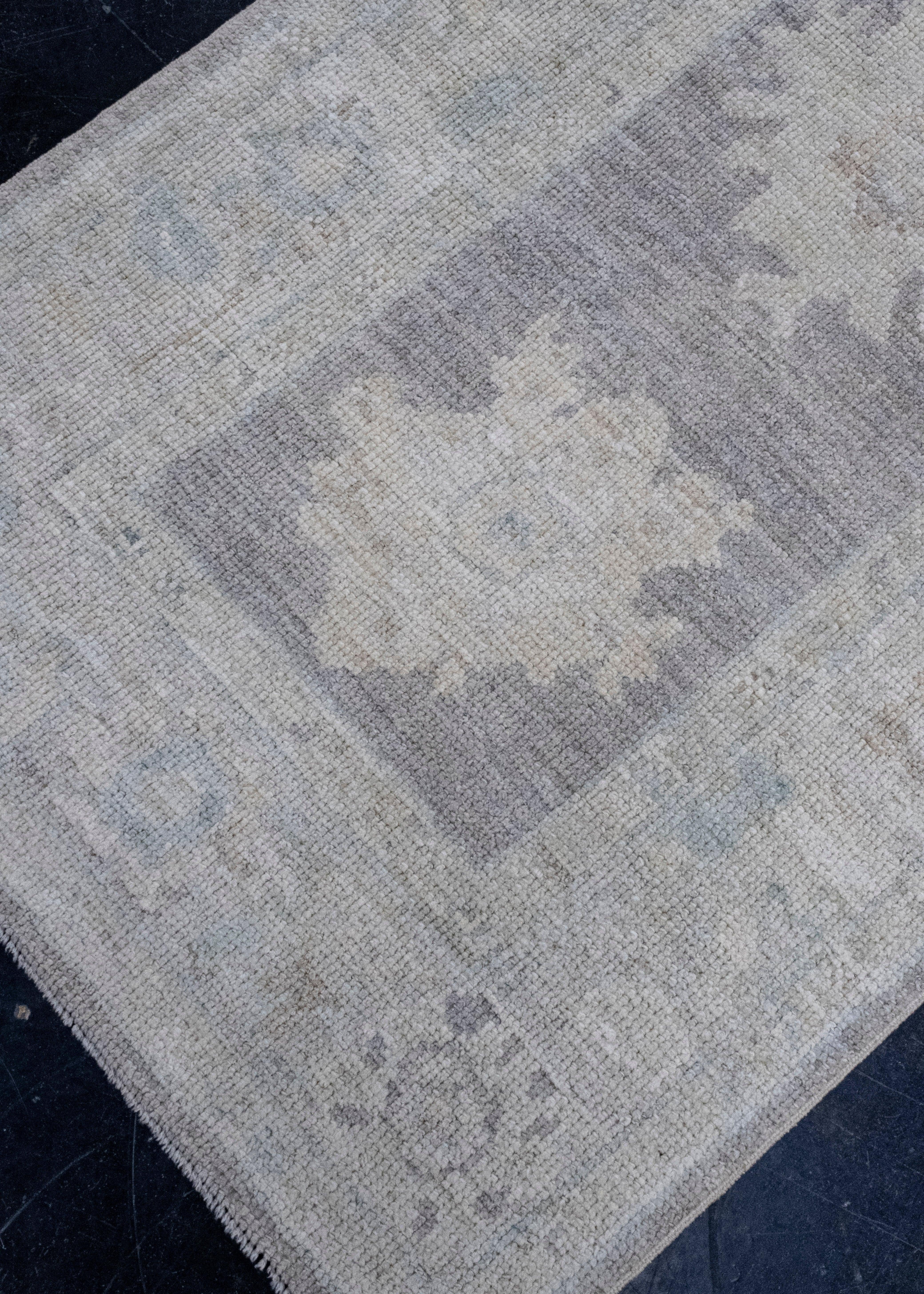 Hand-Knotted Turkish Oushak Runner Rug 2'9