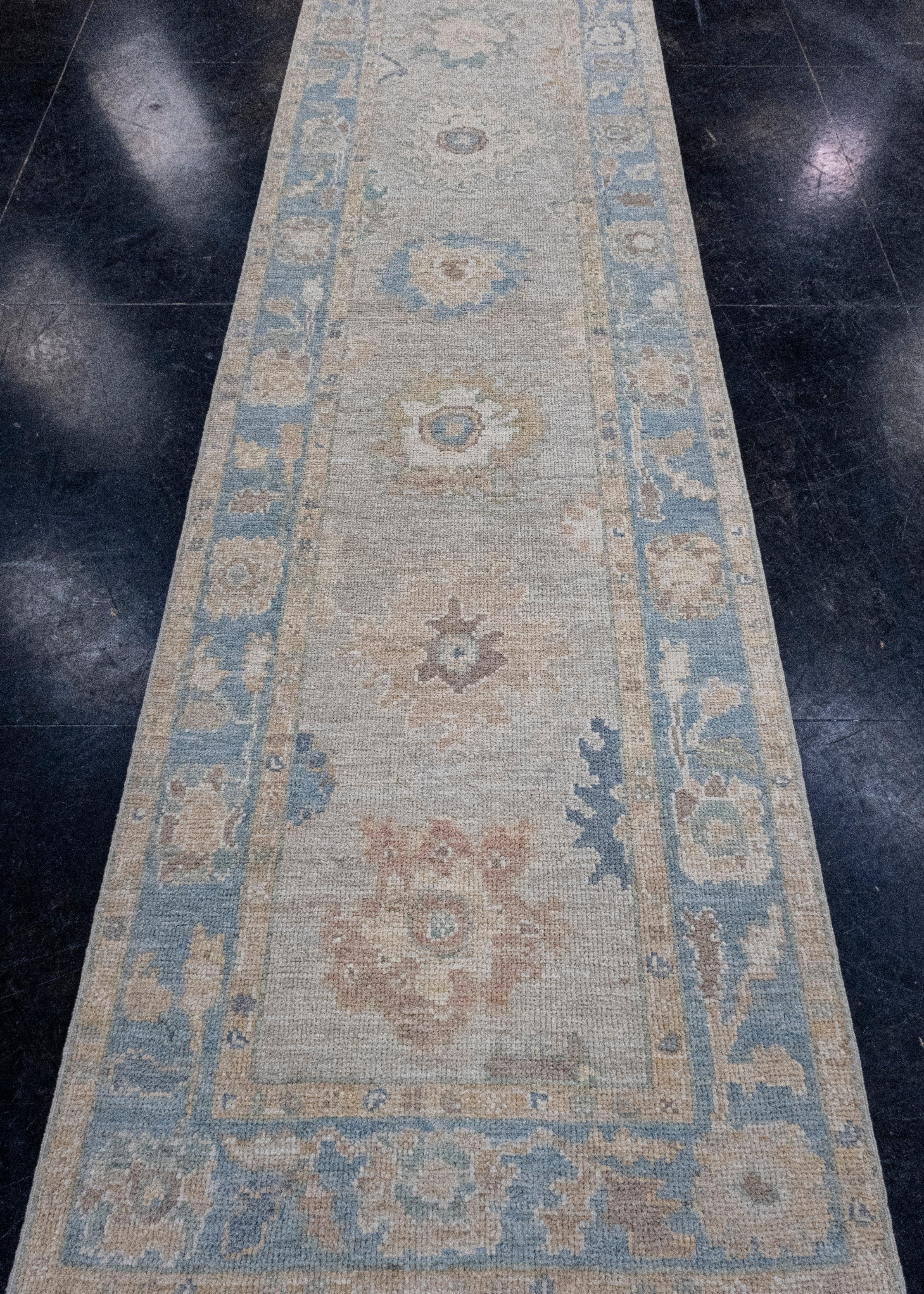 Turkish Oushak Runner Rug 3' x 10'2