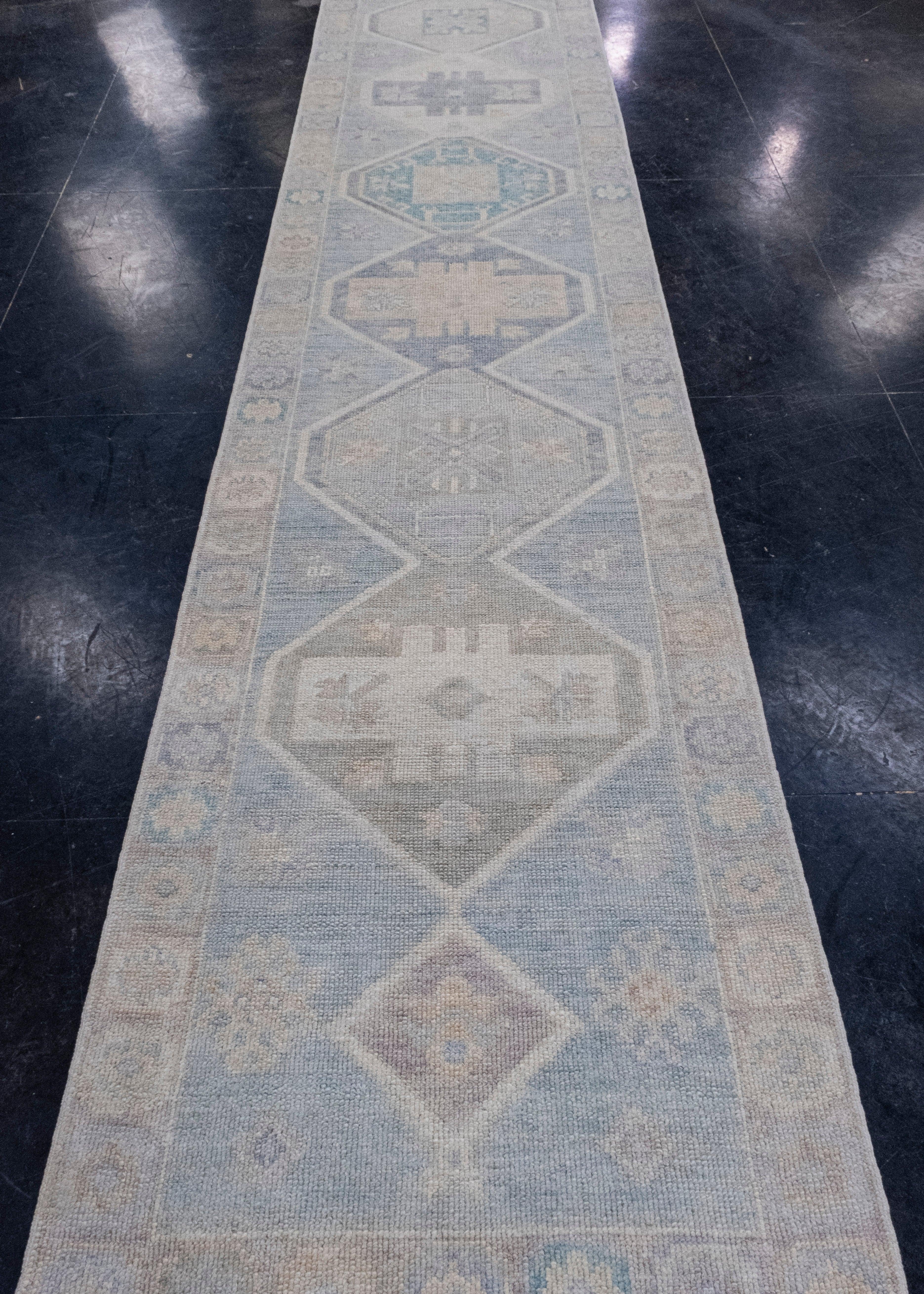 Turkish Oushak Runner Rug 3' x 16'2