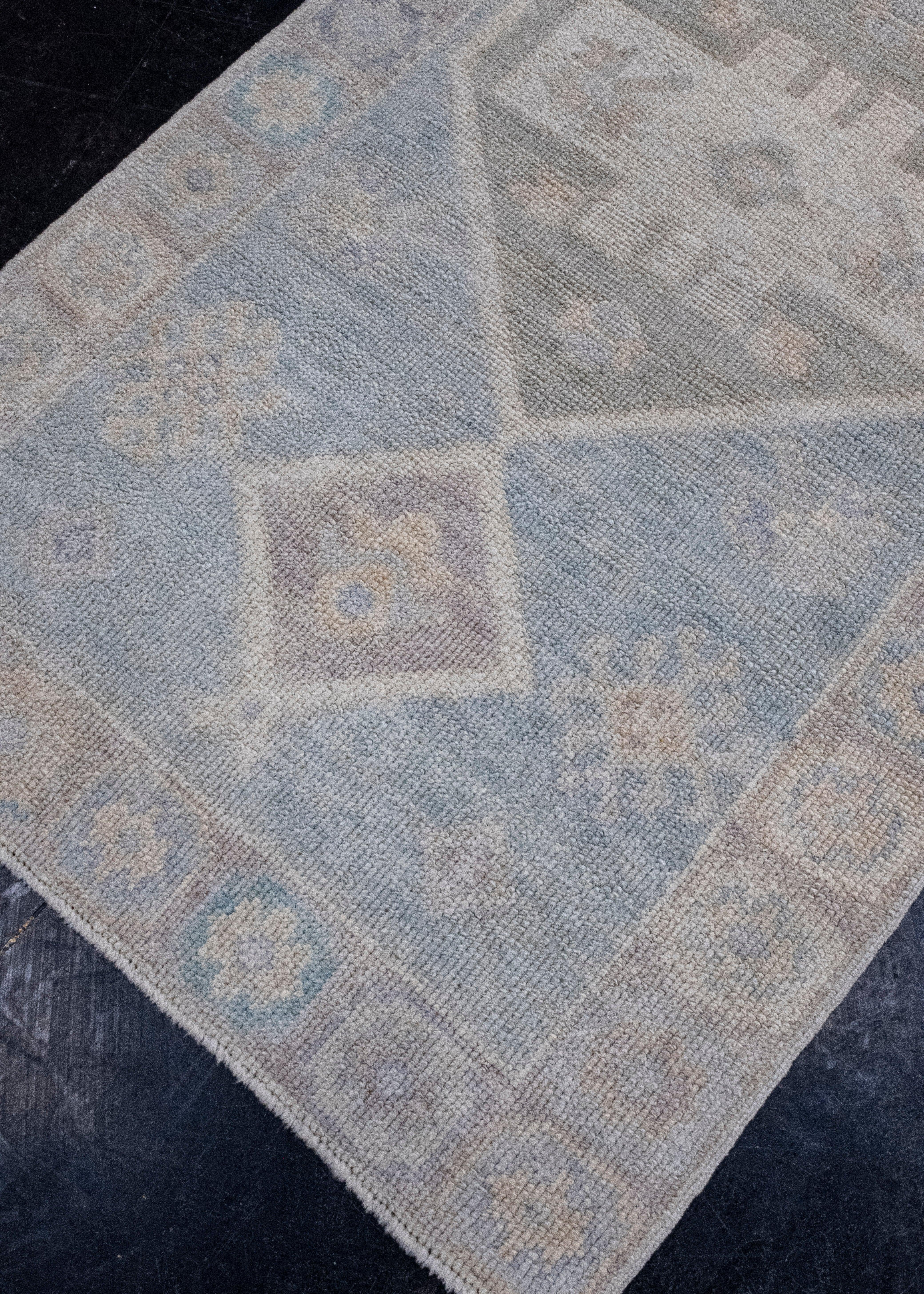 Hand-Knotted Turkish Oushak Runner Rug 3' x 16'2