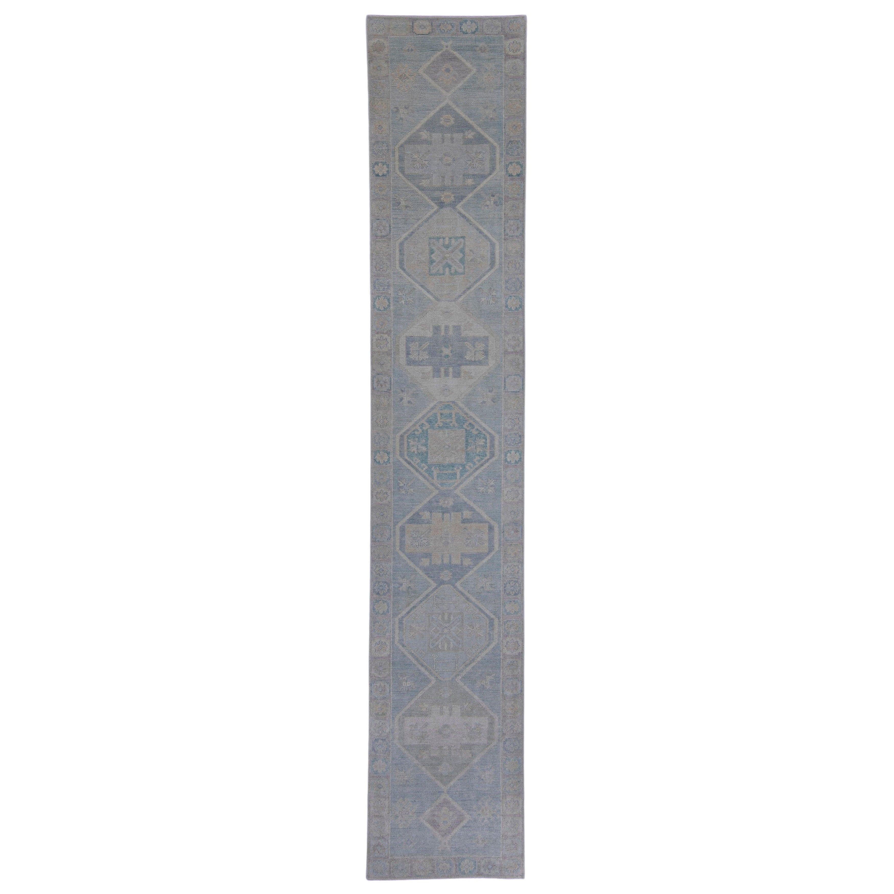 Turkish Oushak Runner Rug 3' x 16'2" #16559 For Sale