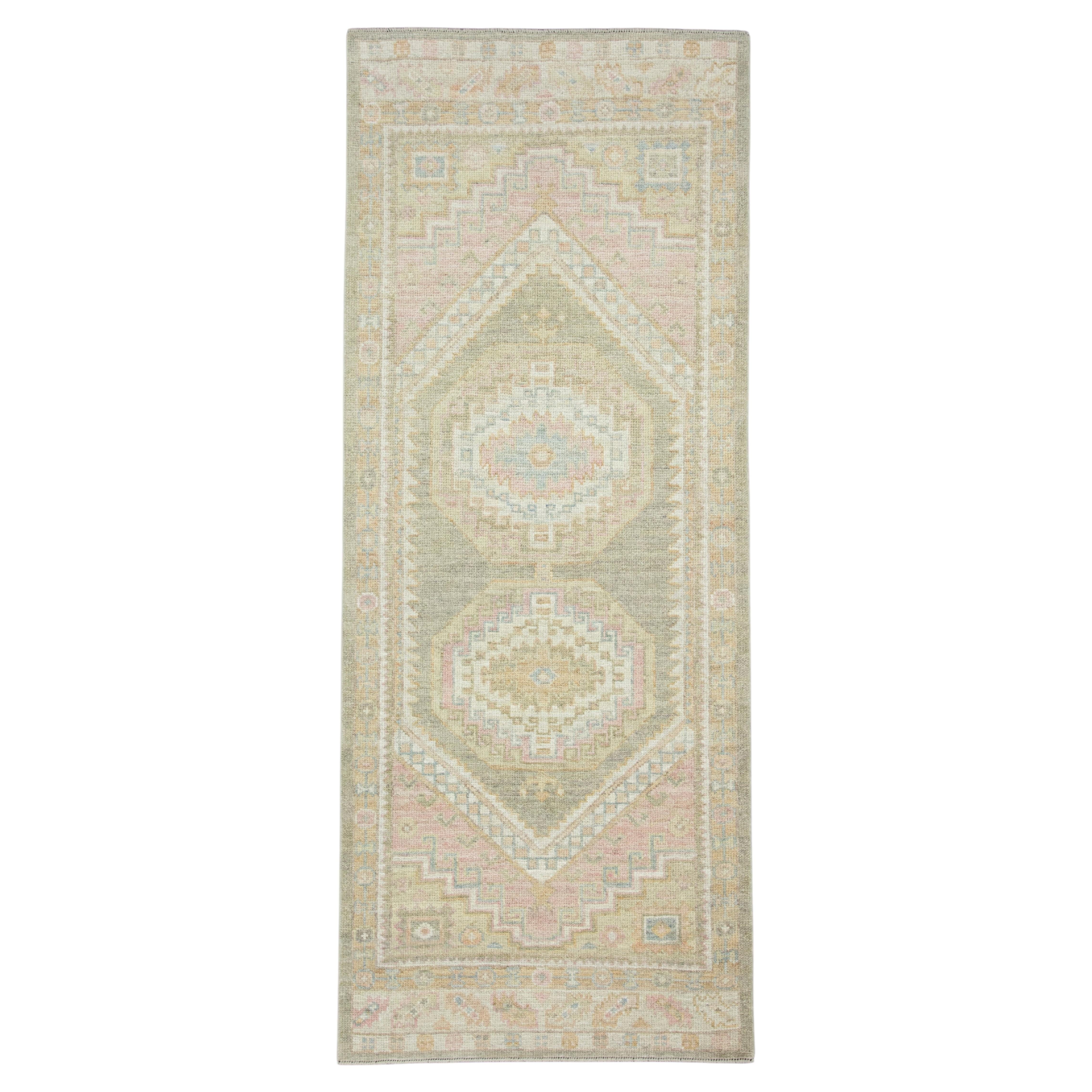 Tappeto turco Oushak da corridoio 91 cm x 235 cm #17503