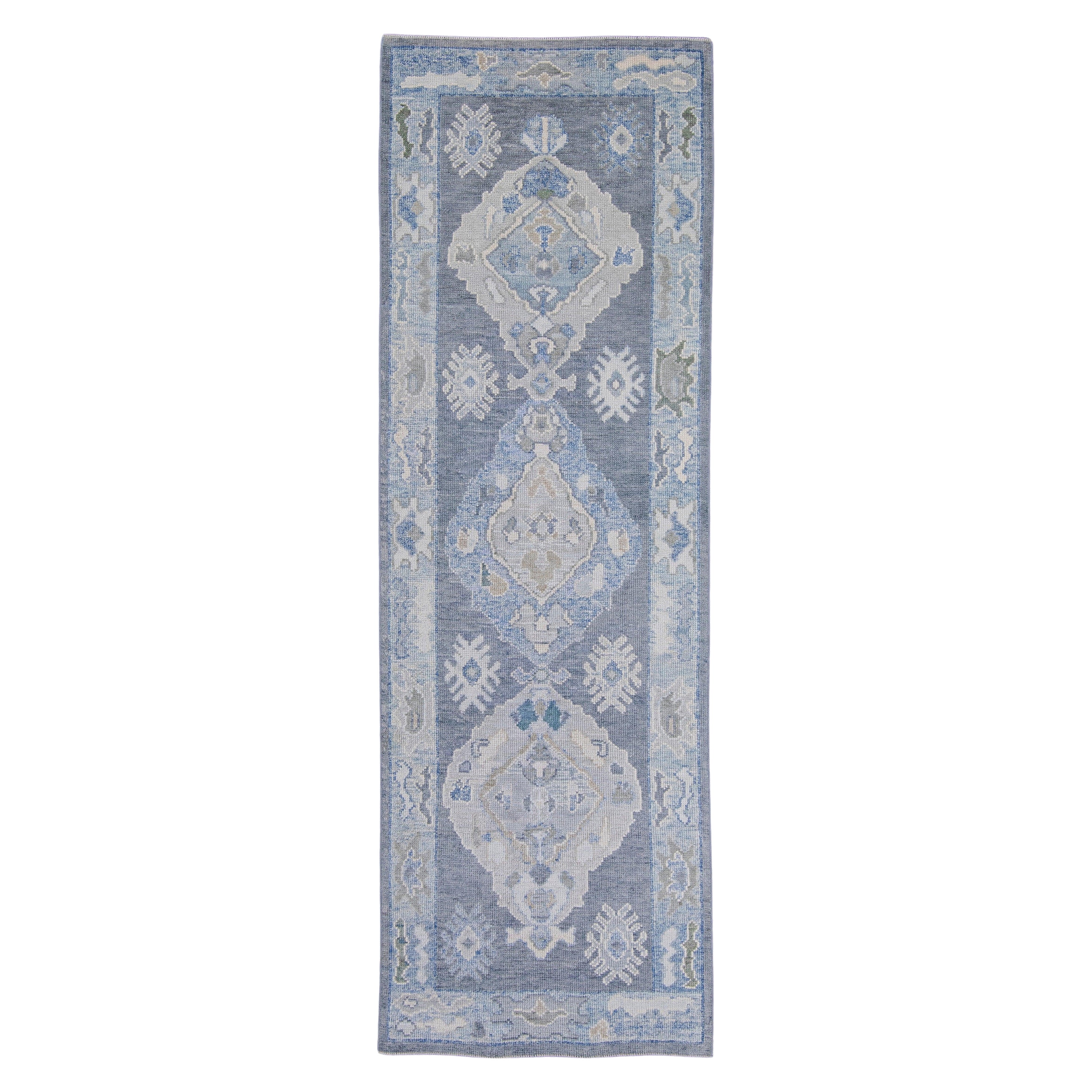 Turkish Oushak Runner Rug 3' x 8'11" #16560 For Sale
