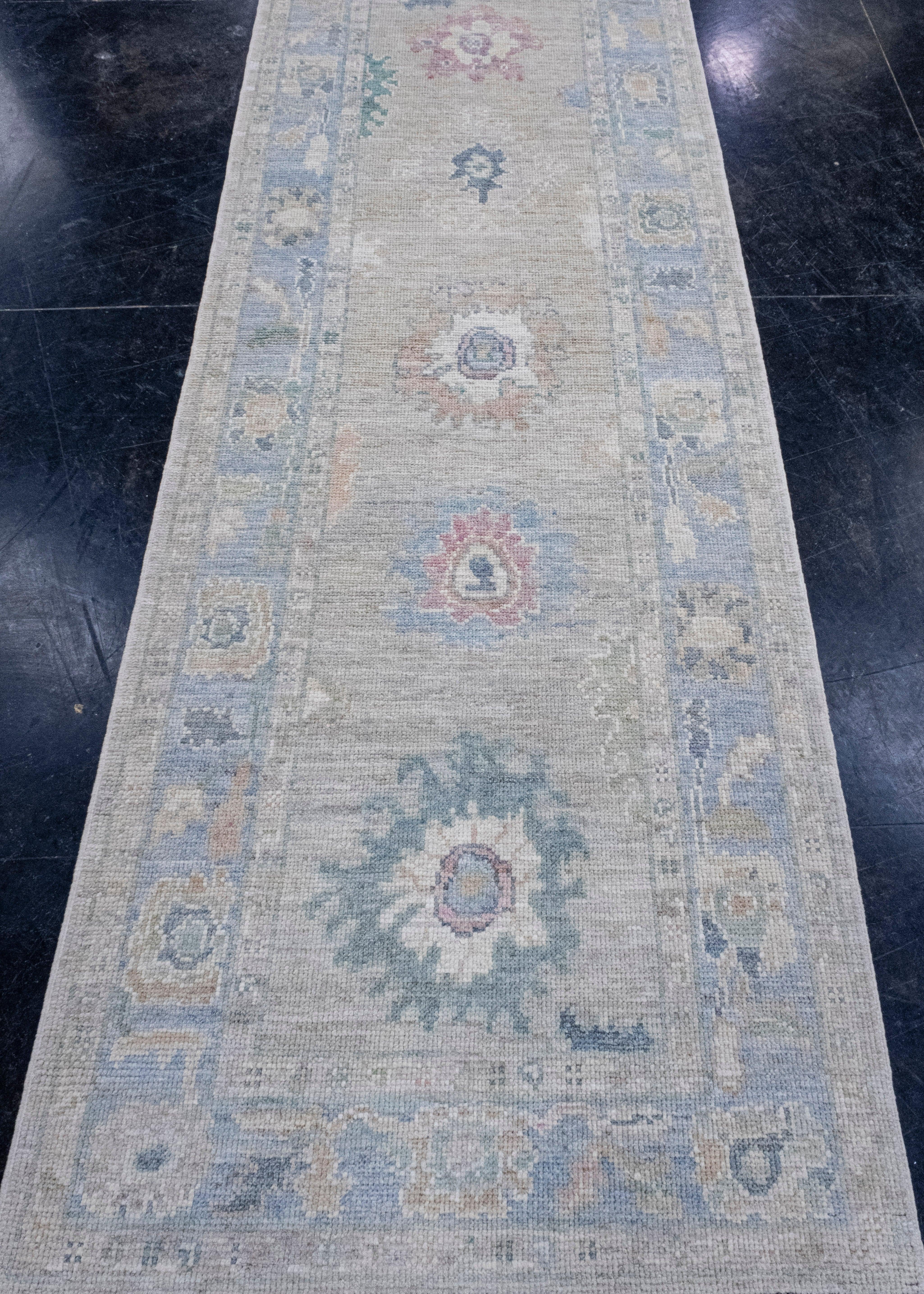 Turkish Oushak Runner Rug 3' x 8'3