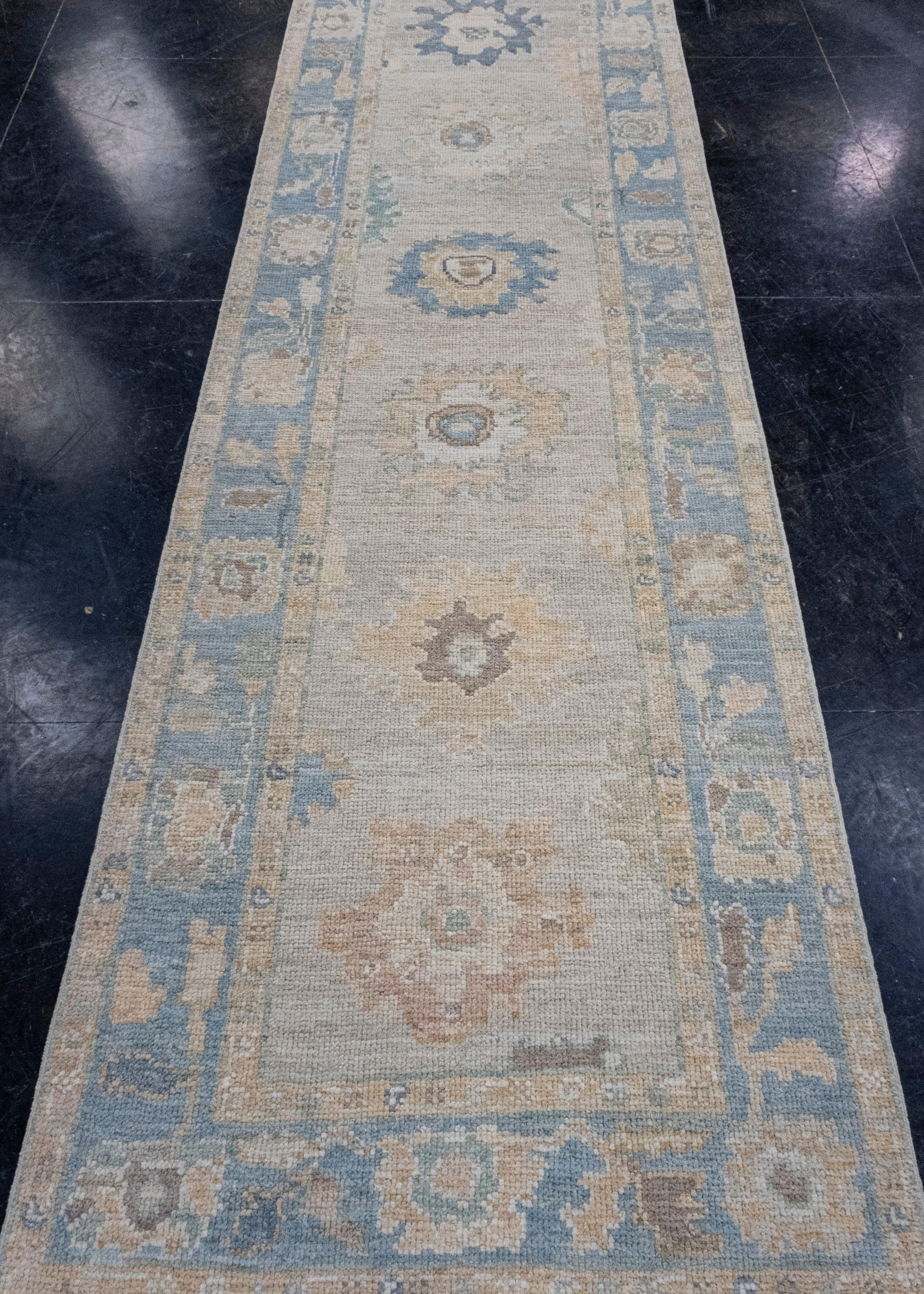 Turkish Oushak Runner Rug 3'1