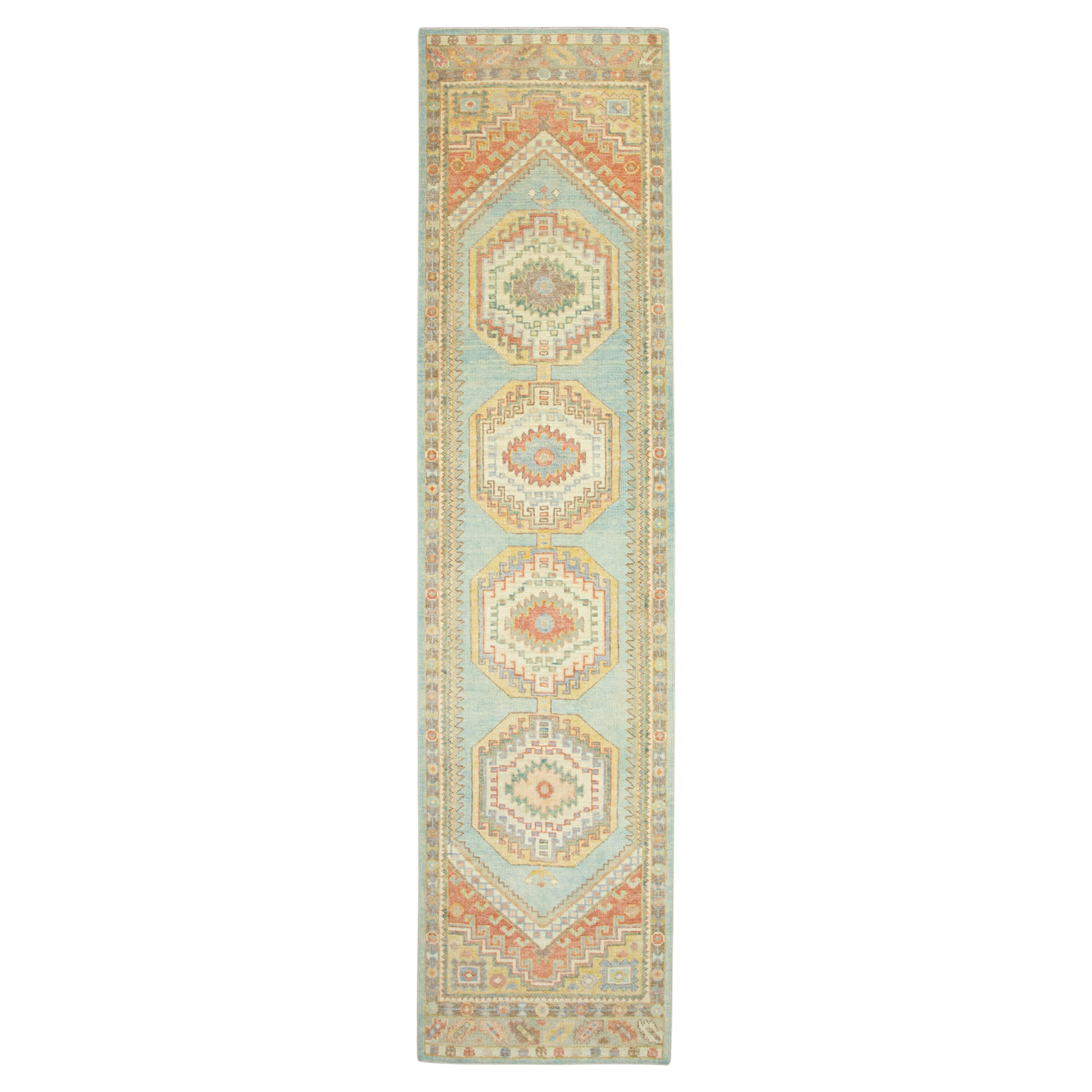 Tappeto turco Oushak da corridoio 94 cm x 3,83 m #17013