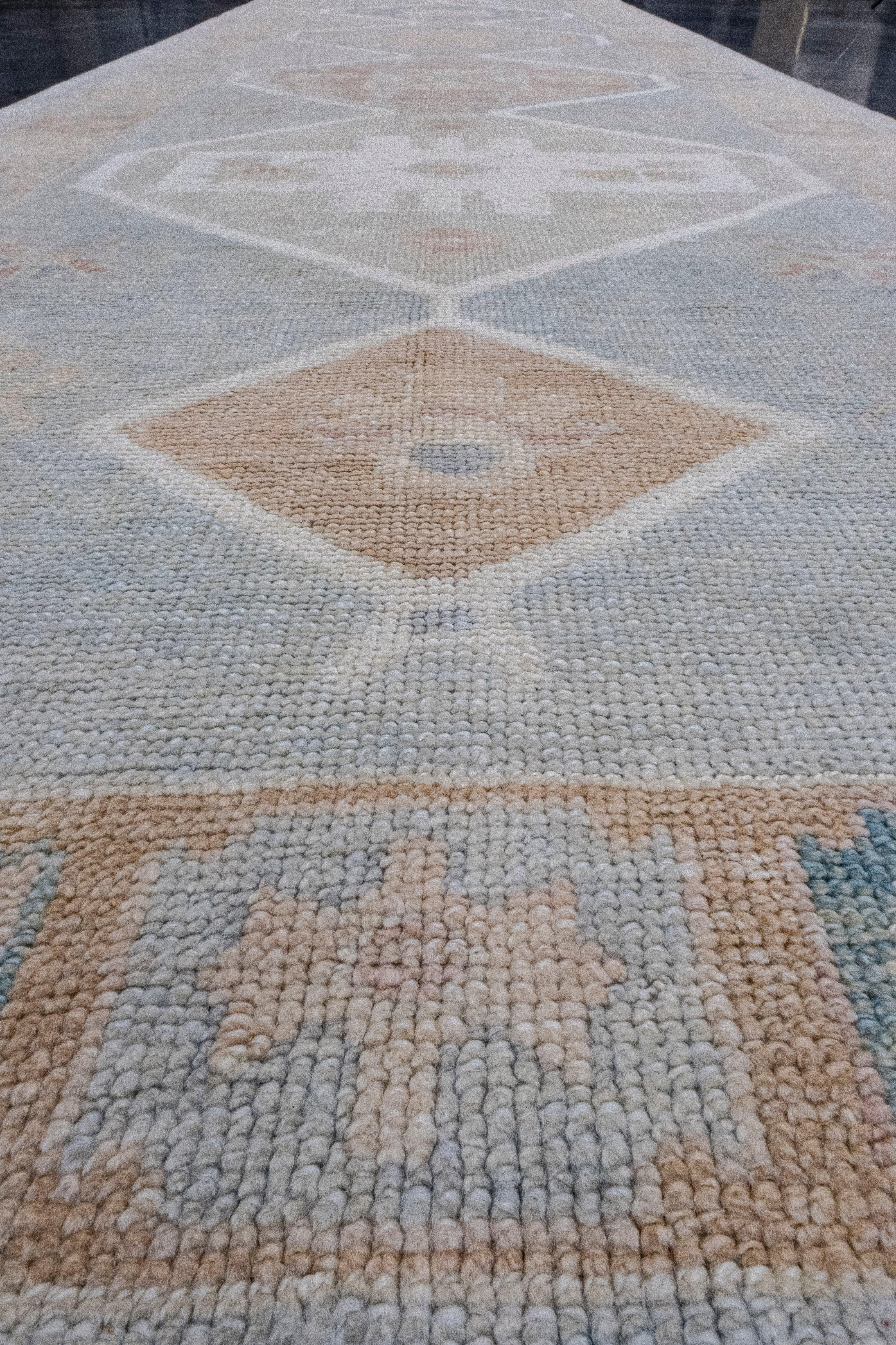 Wool Turkish Oushak Runner Rug 4'1