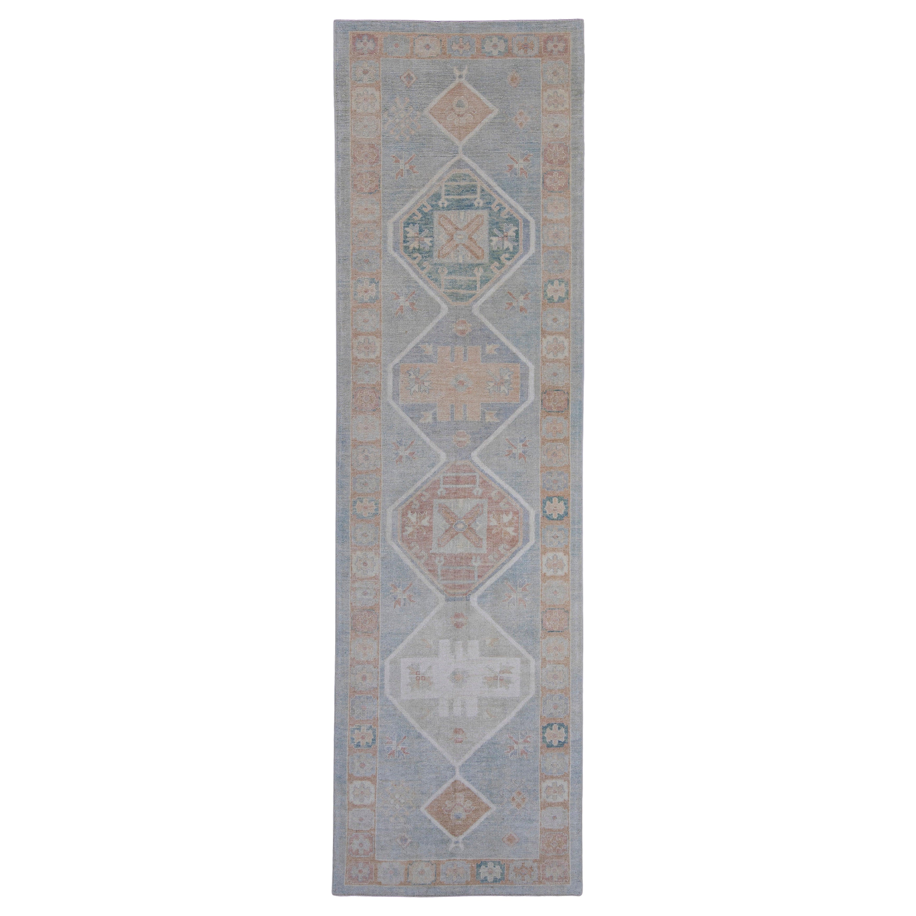 Turkish Oushak Runner Rug 4'1" x 14'4" #16727 For Sale