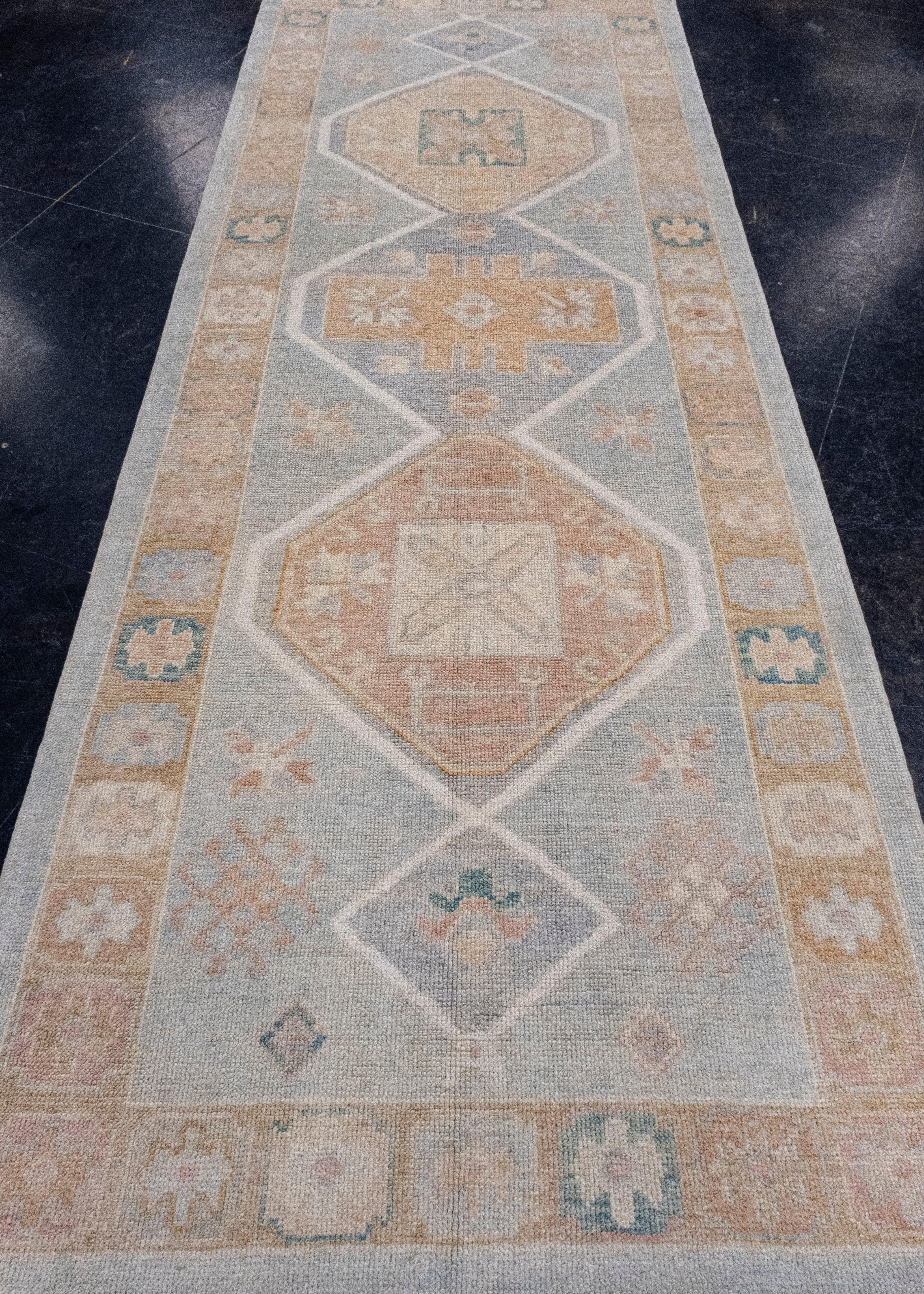 Turkish Oushak Runner Rug 4'2