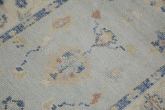 Turkish Oushak Runner Rug Blue and Ivory Handwoven Wool Rug 2'10" x 15'7"