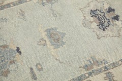 Turkish Oushak Runner Rug Blue Floral Design Handwoven Wool Rug 2'10" x 12'3"