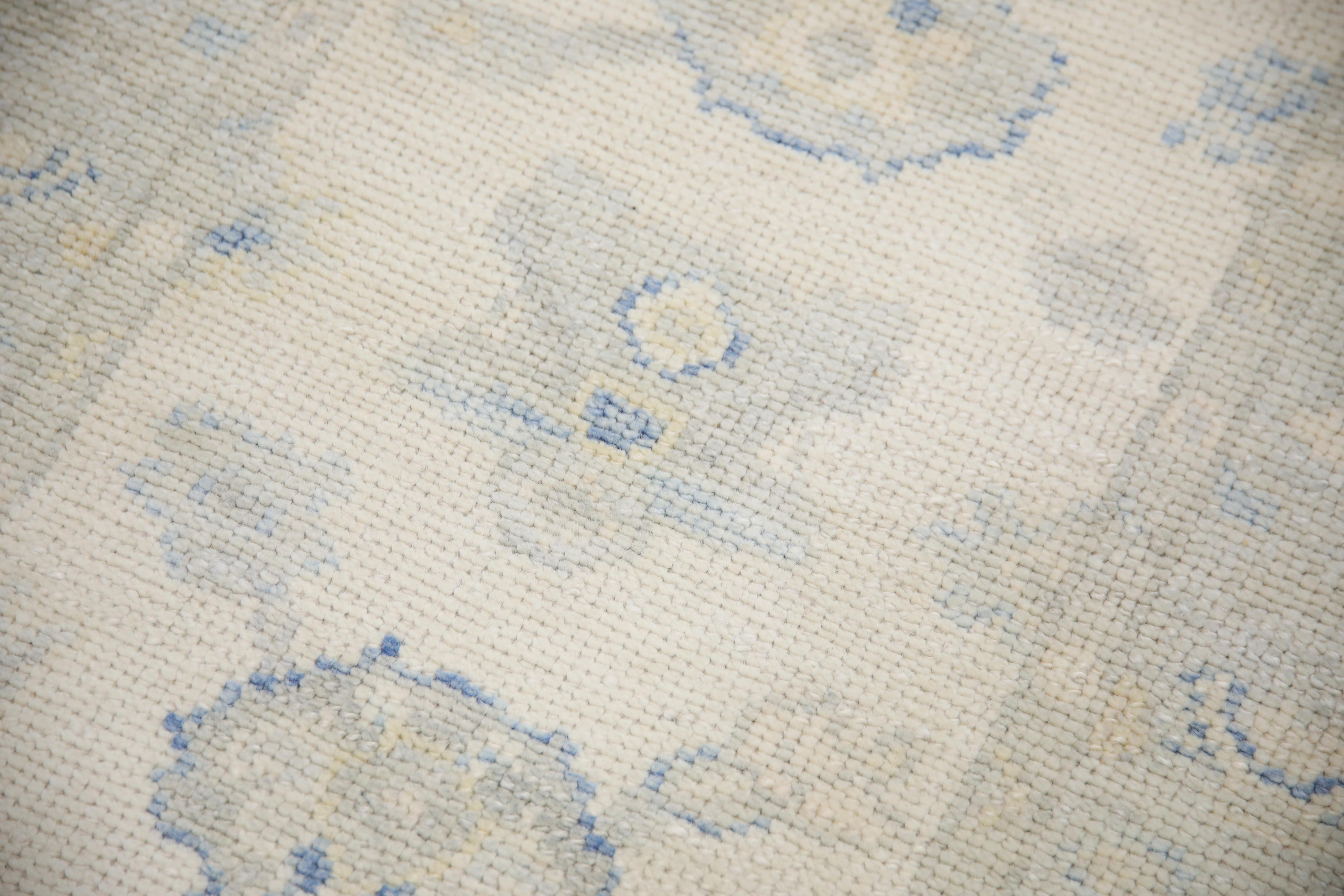 Turkish Oushak Runner Rug Blue & Green Floral Accents 2'5