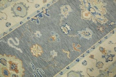 Turkish Oushak Runner Rug Blue & Green Handwoven Wool Rug  2'10" x 14'1"