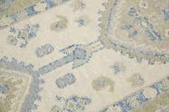 Turkish Oushak Runner Rug Blue & Ivory Handwoven Wool Rug 2'11" x 12'5"