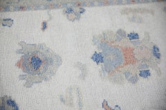 Turkish Oushak Runner Rug Blue, Peach, and Sage Handwoven Wool Rug 2'8" x 8'3"