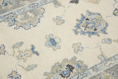 Turkish Oushak Runner Rug Gray & Blue Handwoven Wool Rug 2'11" x 13'11"
