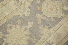 Turkish Oushak Runner Rug Gray Geometric Wool Handmade Rug 2'9" x 9'11"