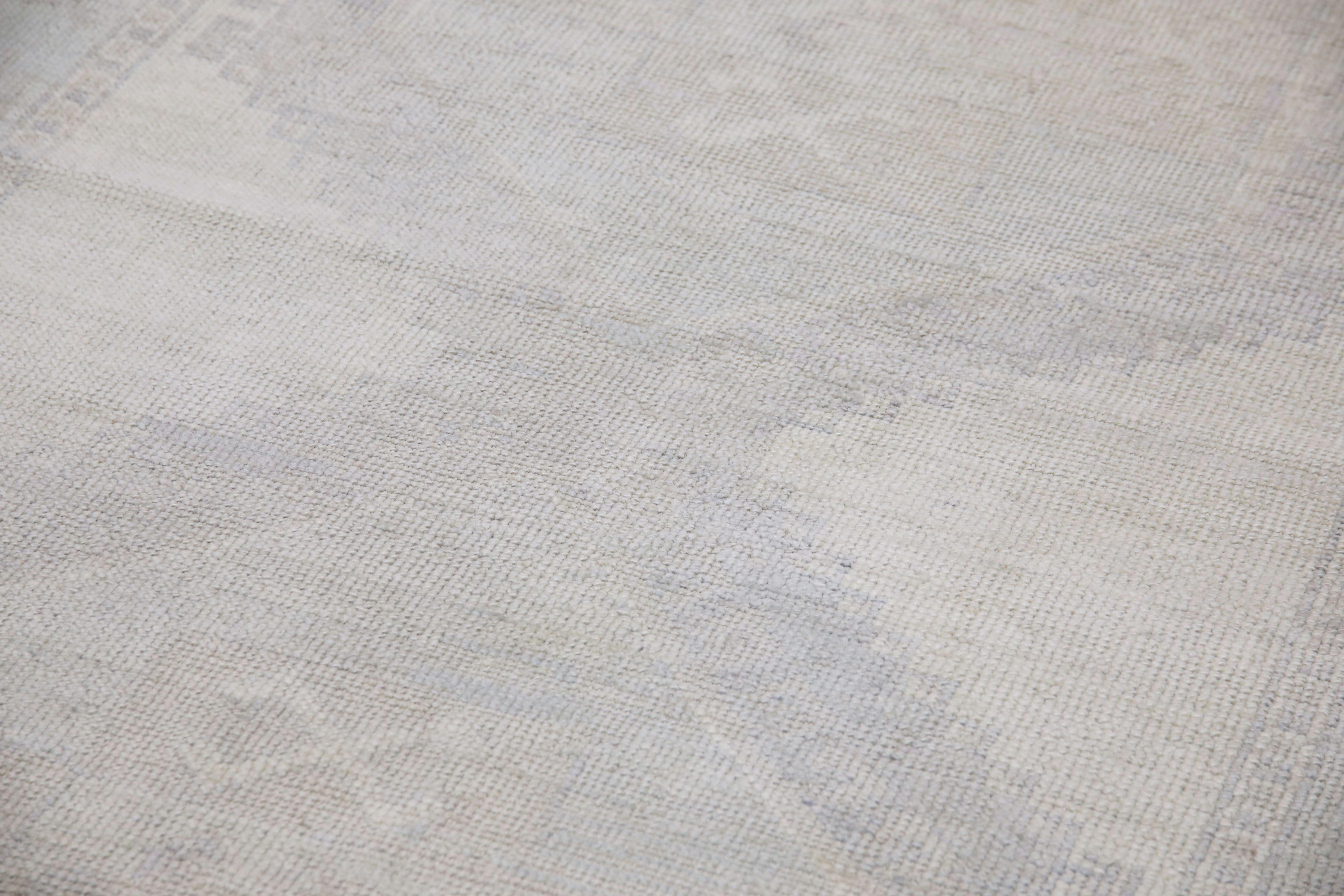 Türkischer Oushak Läufer Teppich Elfenbein & Beige Handgewebte Wolle 4' x 14'7