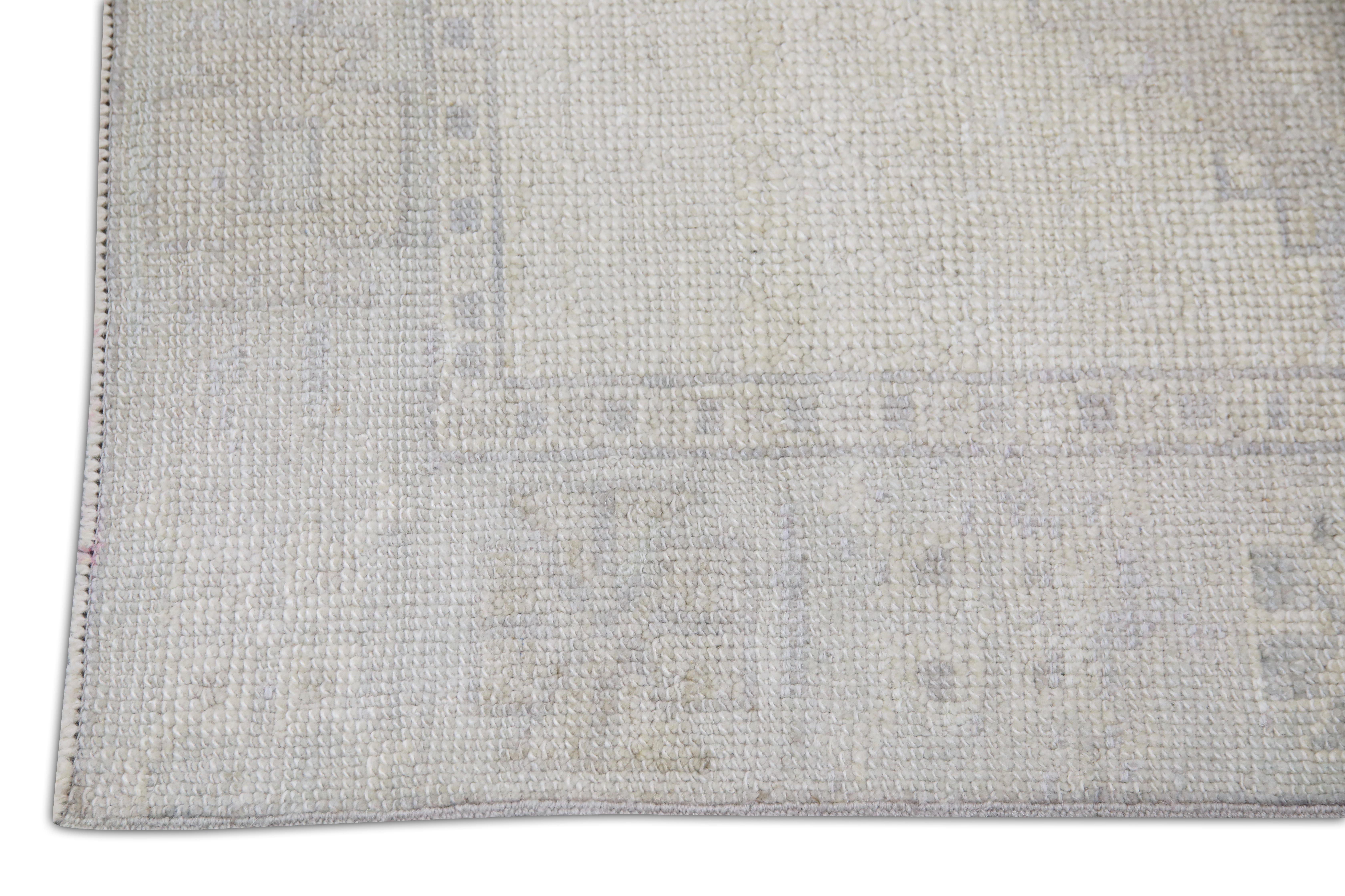 Türkischer Oushak Läufer Teppich Elfenbein & Beige Handgewebte Wolle 4' x 14'7