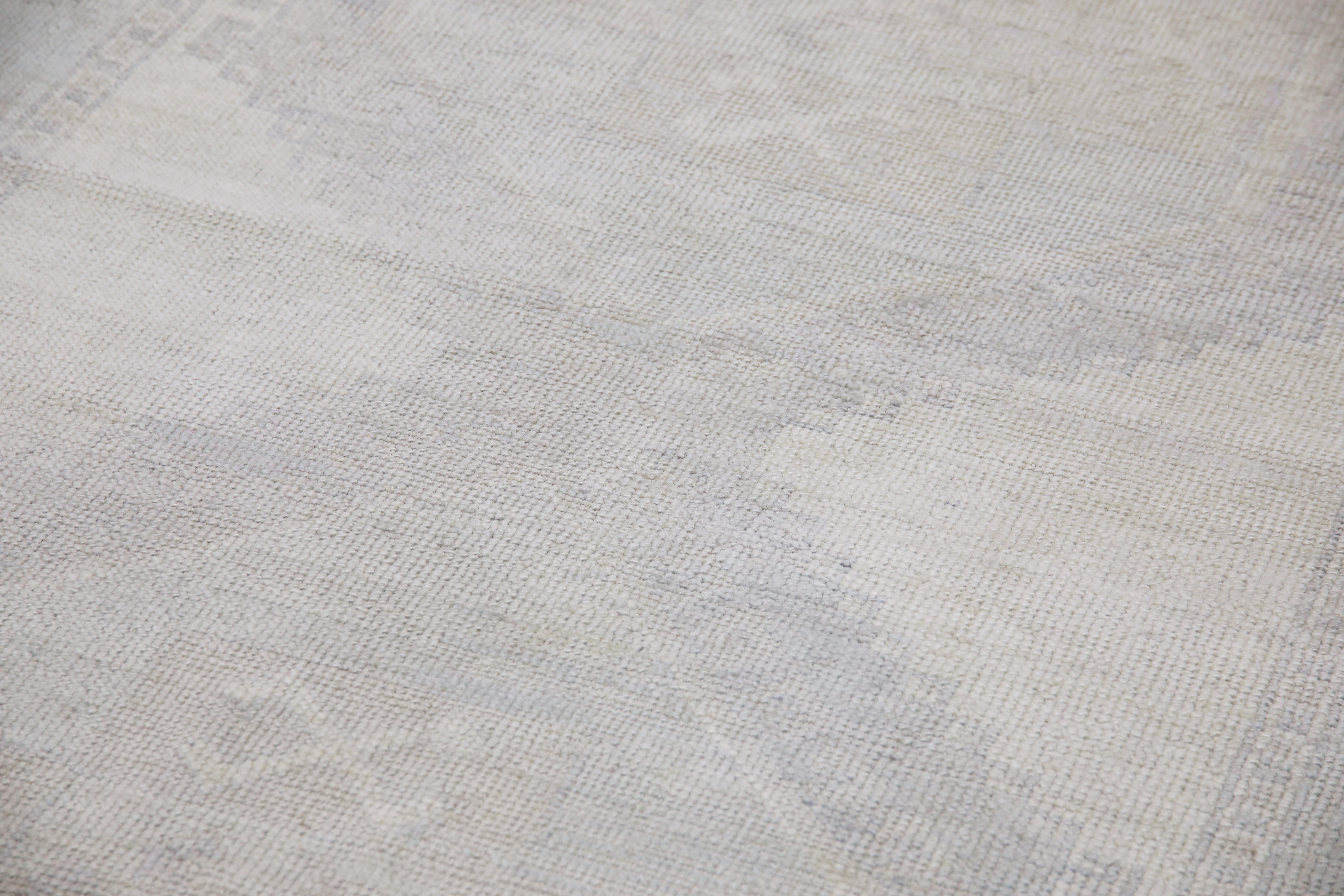 Türkischer Oushak Läufer Teppich Elfenbein & Beige Handgewebte Wolle 4' x 14'7