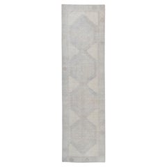 Tappeto Oushak Runner Turco Avorio e Beige Tessuto a mano in Lana 4' x 14'7"