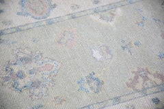 Turkish Oushak Runner Rug Ivory Rose & Blue Handwoven Wool Rug 3'2" x 10'4"