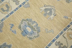 Turkish Oushak Runner Rug Yellow & Blue Floral Design Handmade Rug 3' x 9'9"