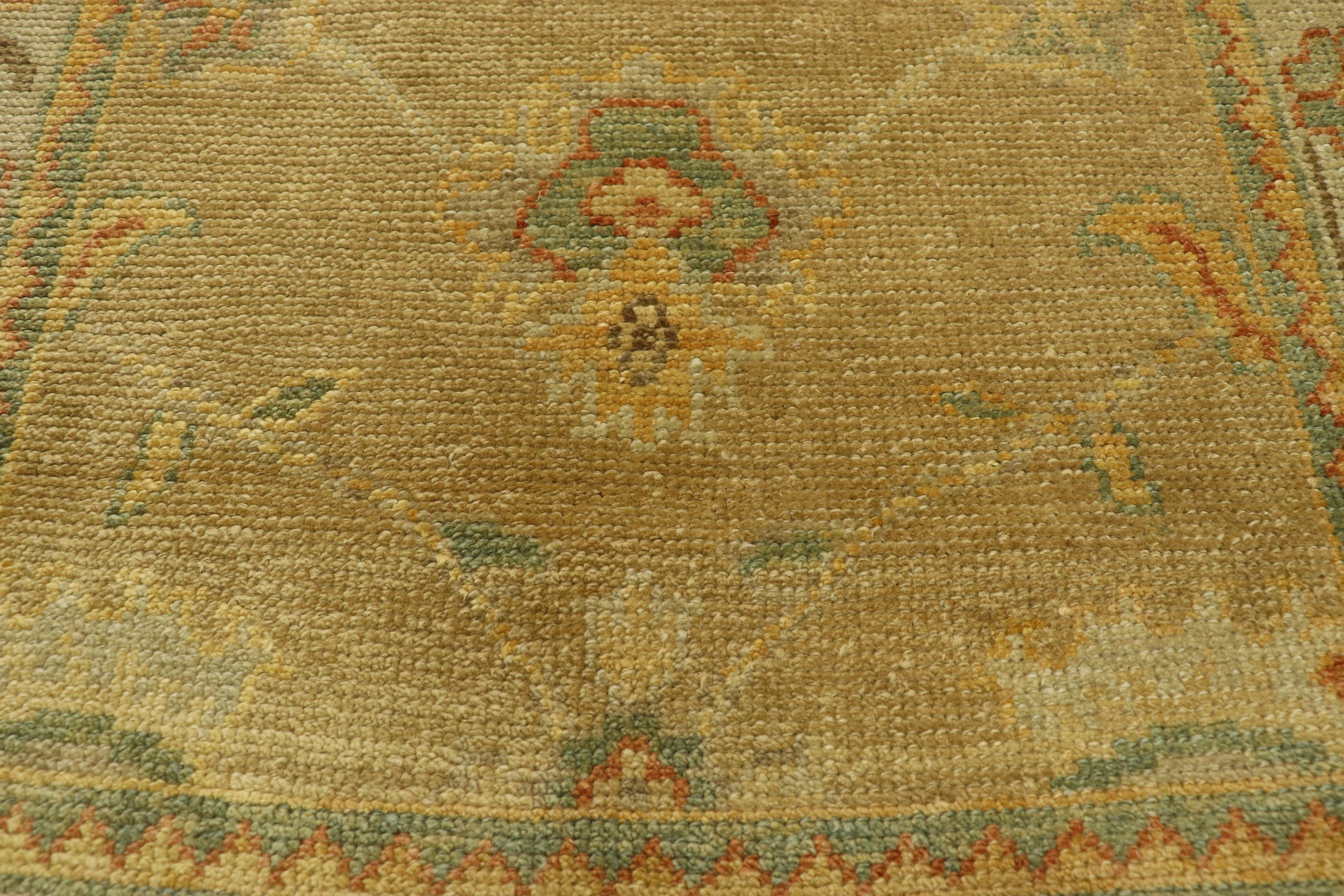 Turkish Oushak Runner with Warm Tuscan Mediterranean Style, Long Hallway Runner In New Condition For Sale In Dallas, TX
