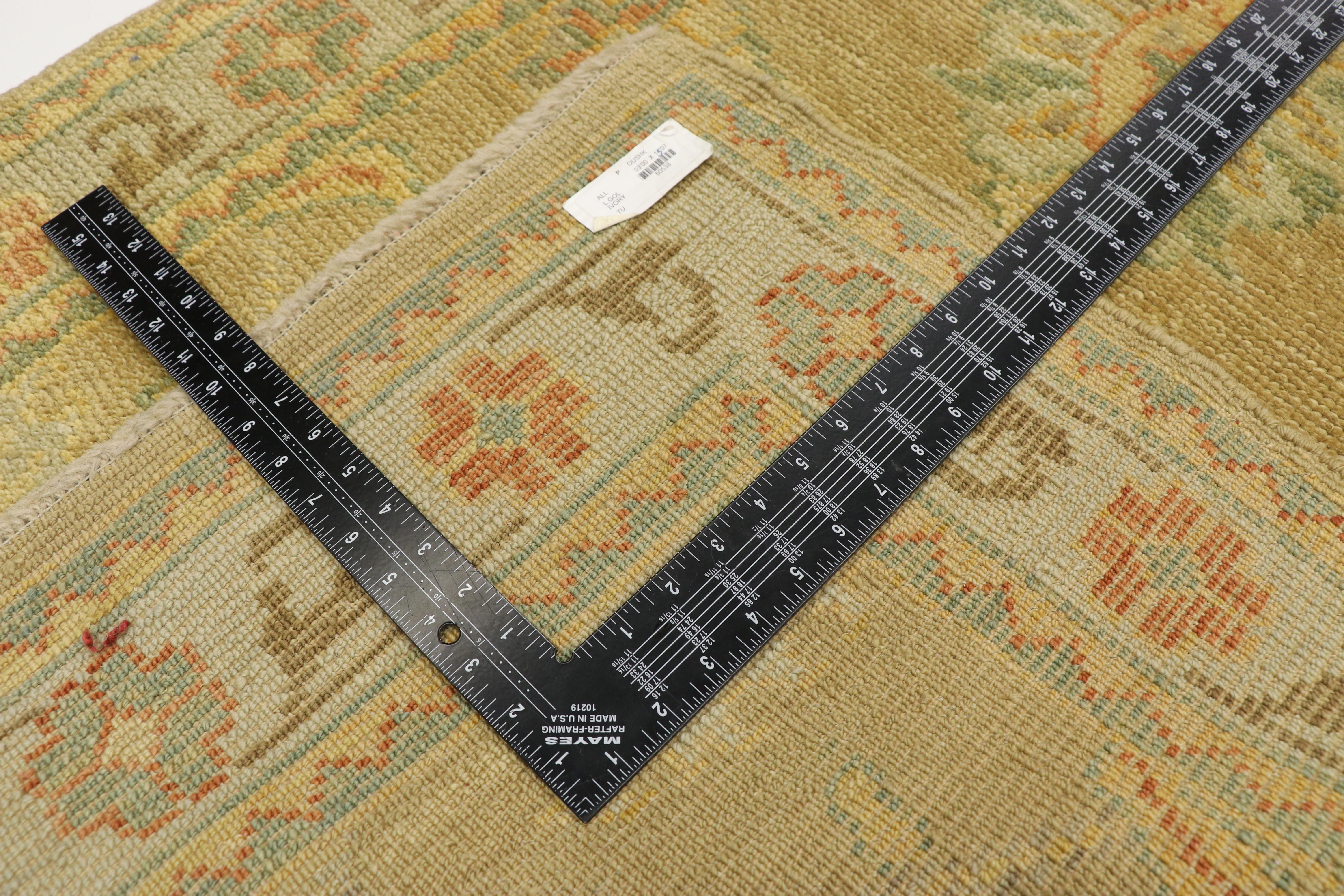 Contemporary Turkish Oushak Runner with Warm Tuscan Mediterranean Style, Long Hallway Runner For Sale