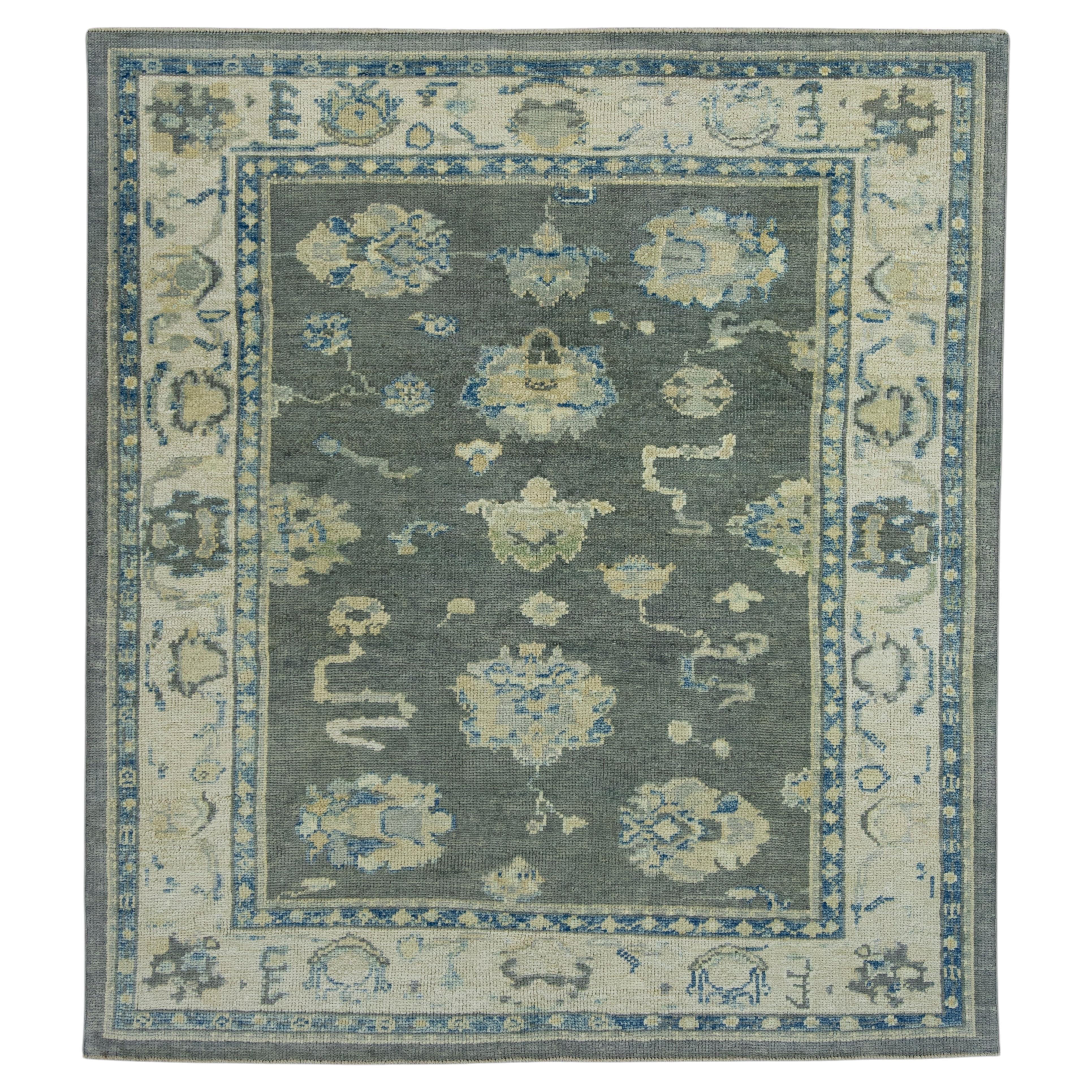 Turkish Oushak Square Rug 5'3" x 5'10" #17042 For Sale
