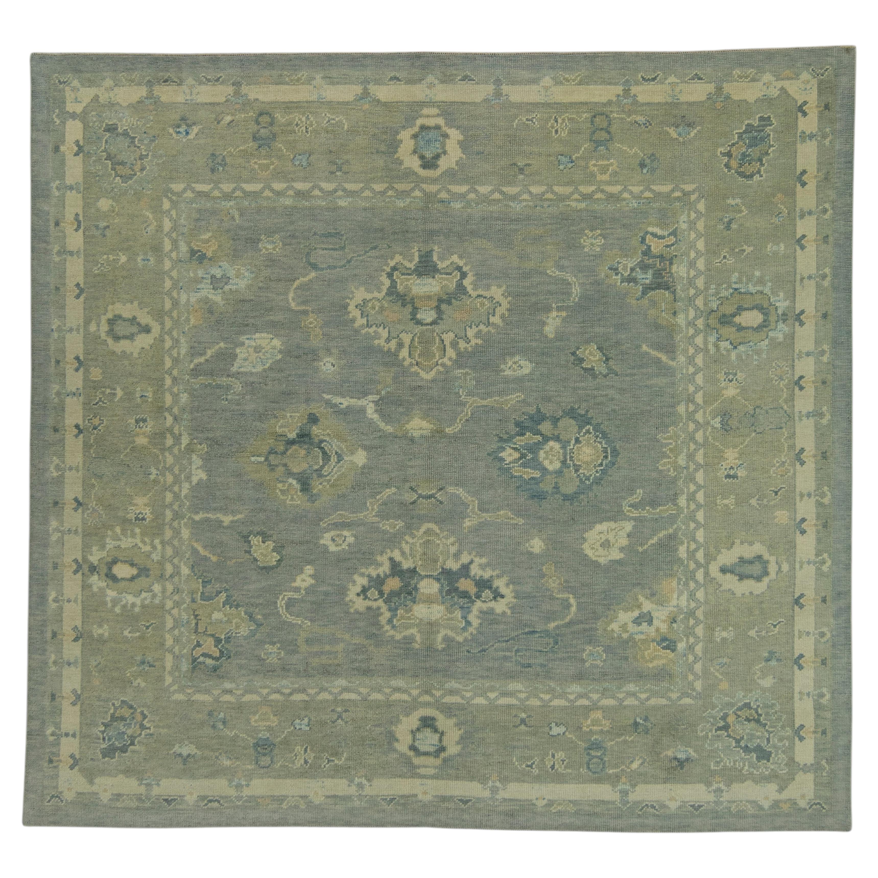 Turkish Oushak Square Rug 8'3" x 7'9" #18104 For Sale
