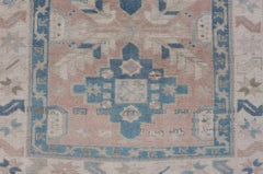Turkish Oushak Vintage Carpet with Tri Medallion Design