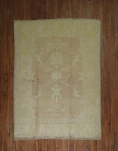 Zabihi Collection Turkish Oushak Vintage Inspired Square Neutral Rug