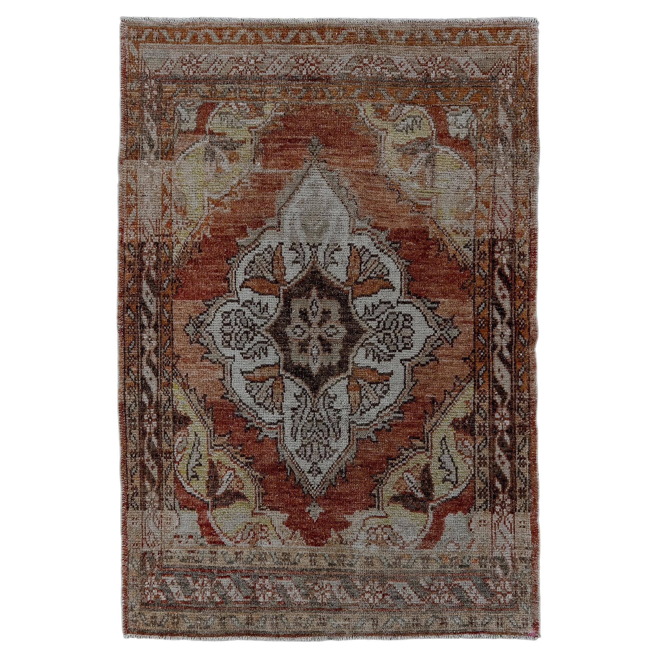 Turkish Oushak with Abrashed Field and Center Medallion
