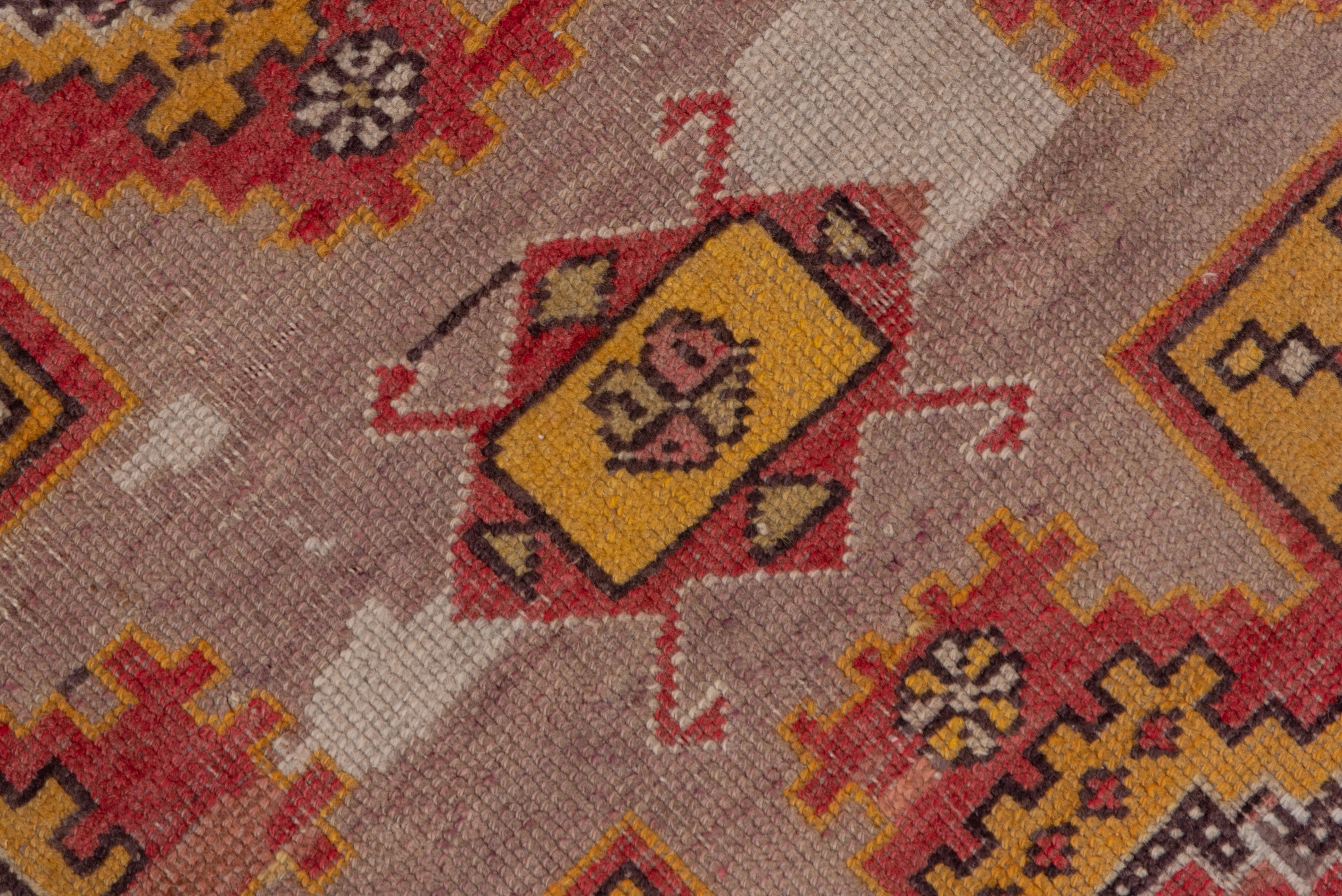 Wool Turkish Oushak with Tri Pattern Stars in Various Shades of Orange  For Sale