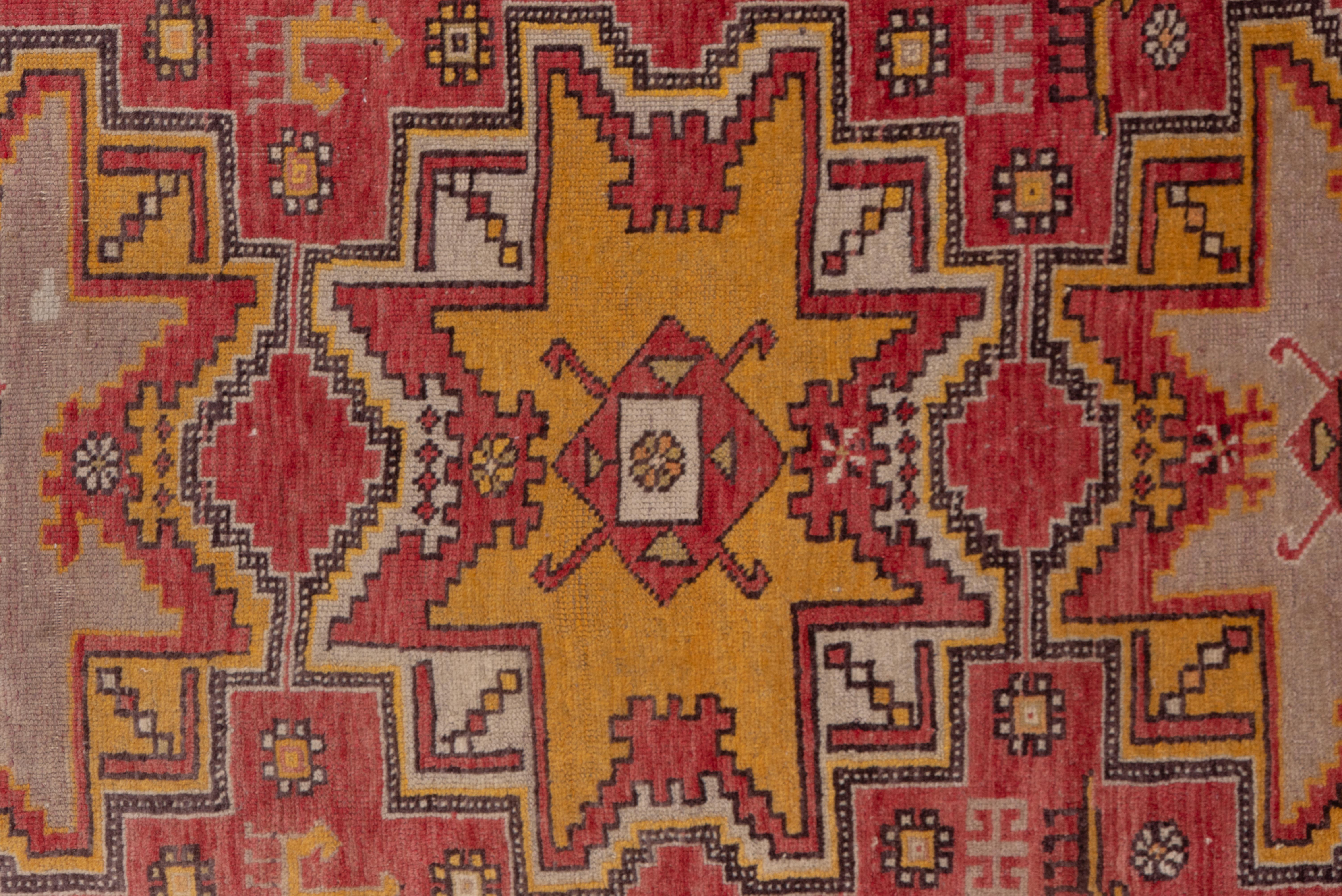 Turkish Oushak with Tri Pattern Stars in Various Shades of Orange  For Sale 1