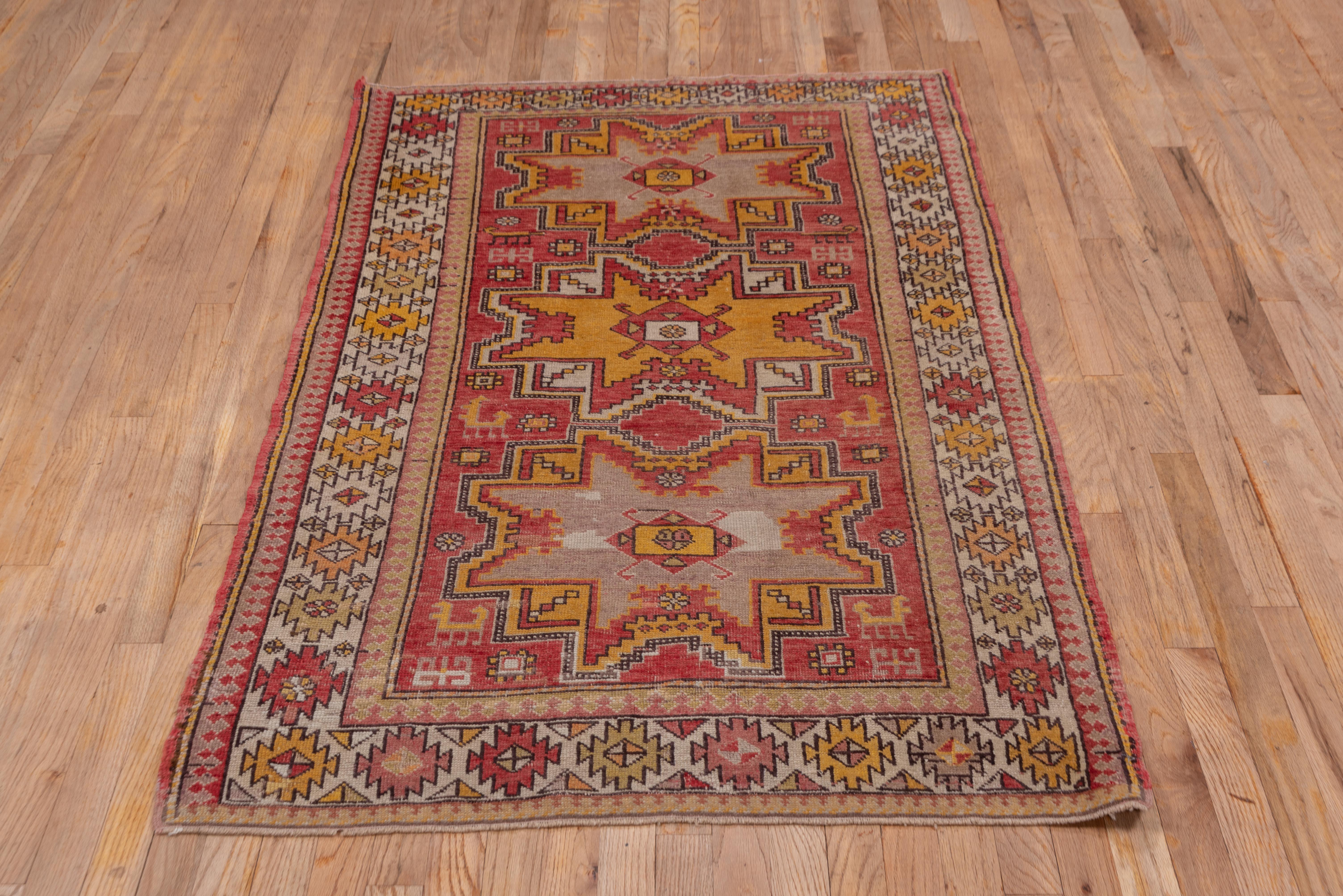 Turkish Oushak with Tri Pattern Stars in Various Shades of Orange  For Sale 2