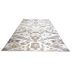 Turkish Oushak Wool 10X13 Gold, Ivory & Slate Blue Handmade Area Rug