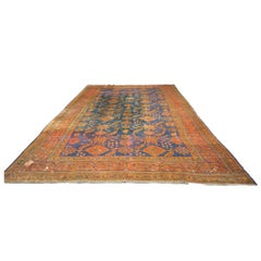 Turkish Oushak Wool 10x14 Orange, Yellow & Blue Handmade Area Rug