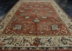 Tapis turc en laine d'Oushak, tissé à la main, bleu clair, 3,07 m x 4,50 m
