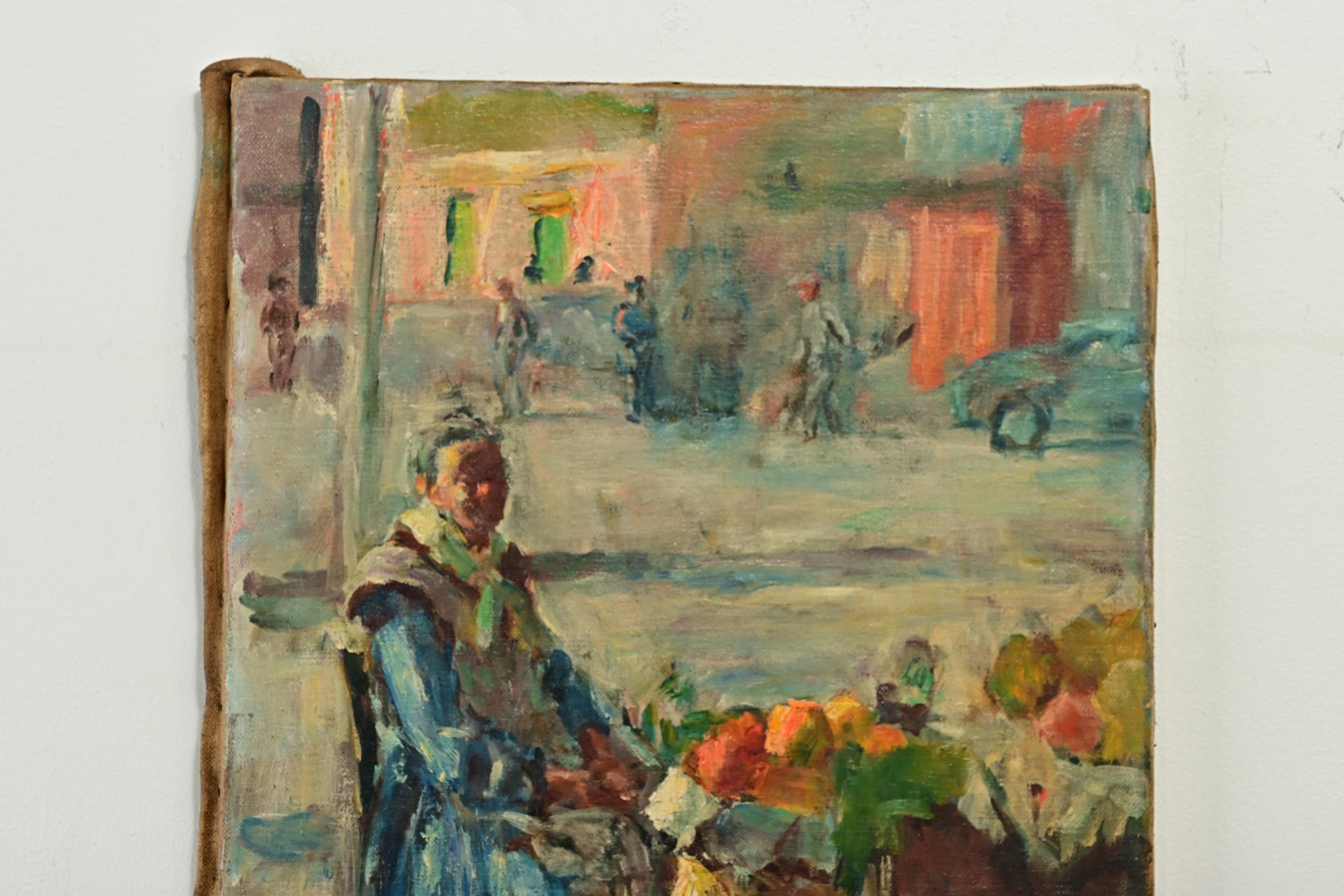 French Turkish Painting of a Lady at the Market