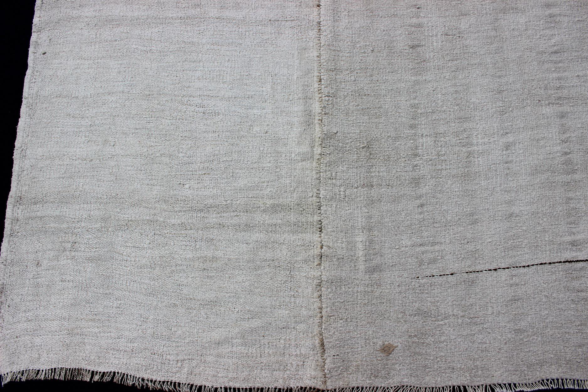 Cotton Turkish Paneled Kilim Vintage Rug in Off-White For Sale