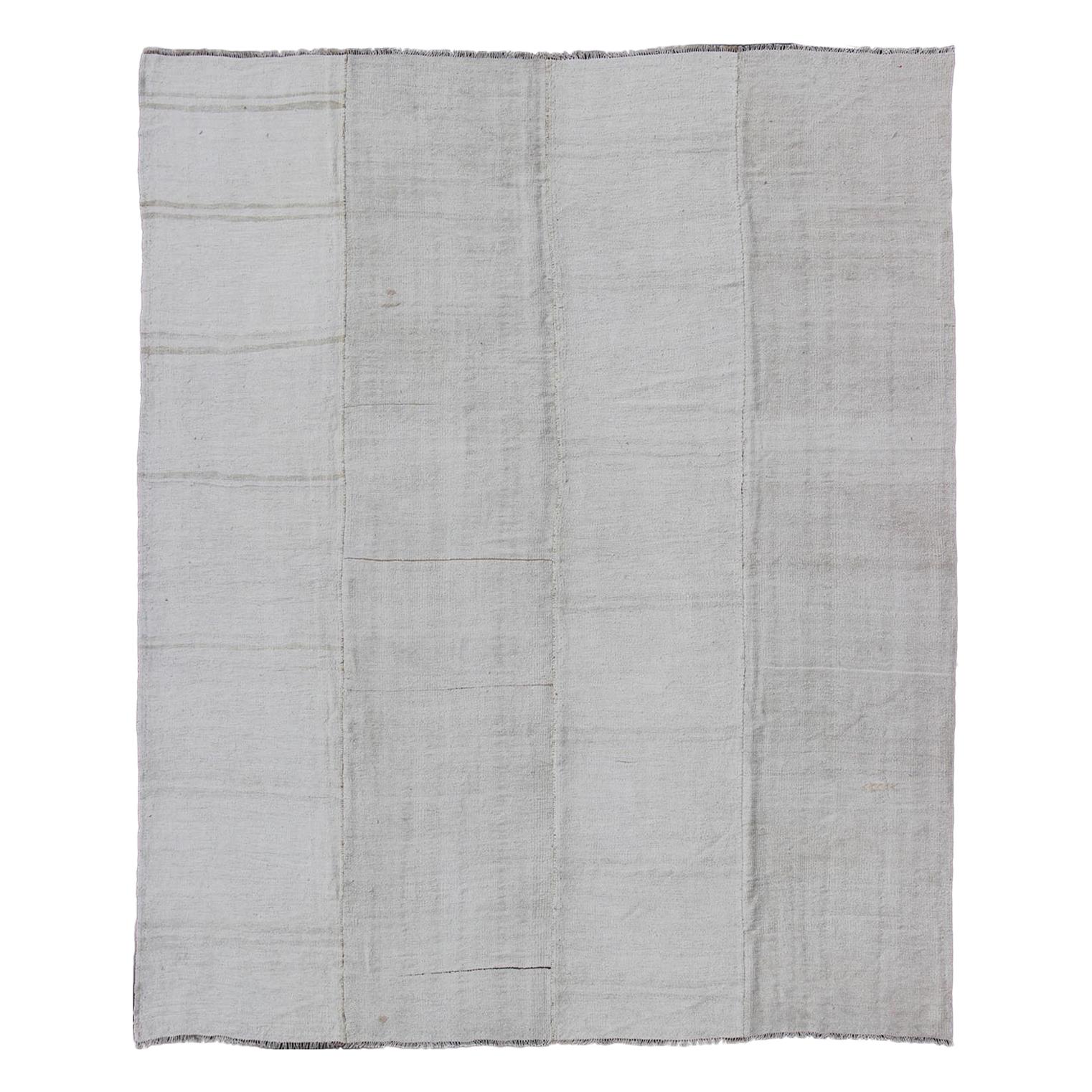 Turkish Paneled Kilim Vintage Rug in Off-White For Sale